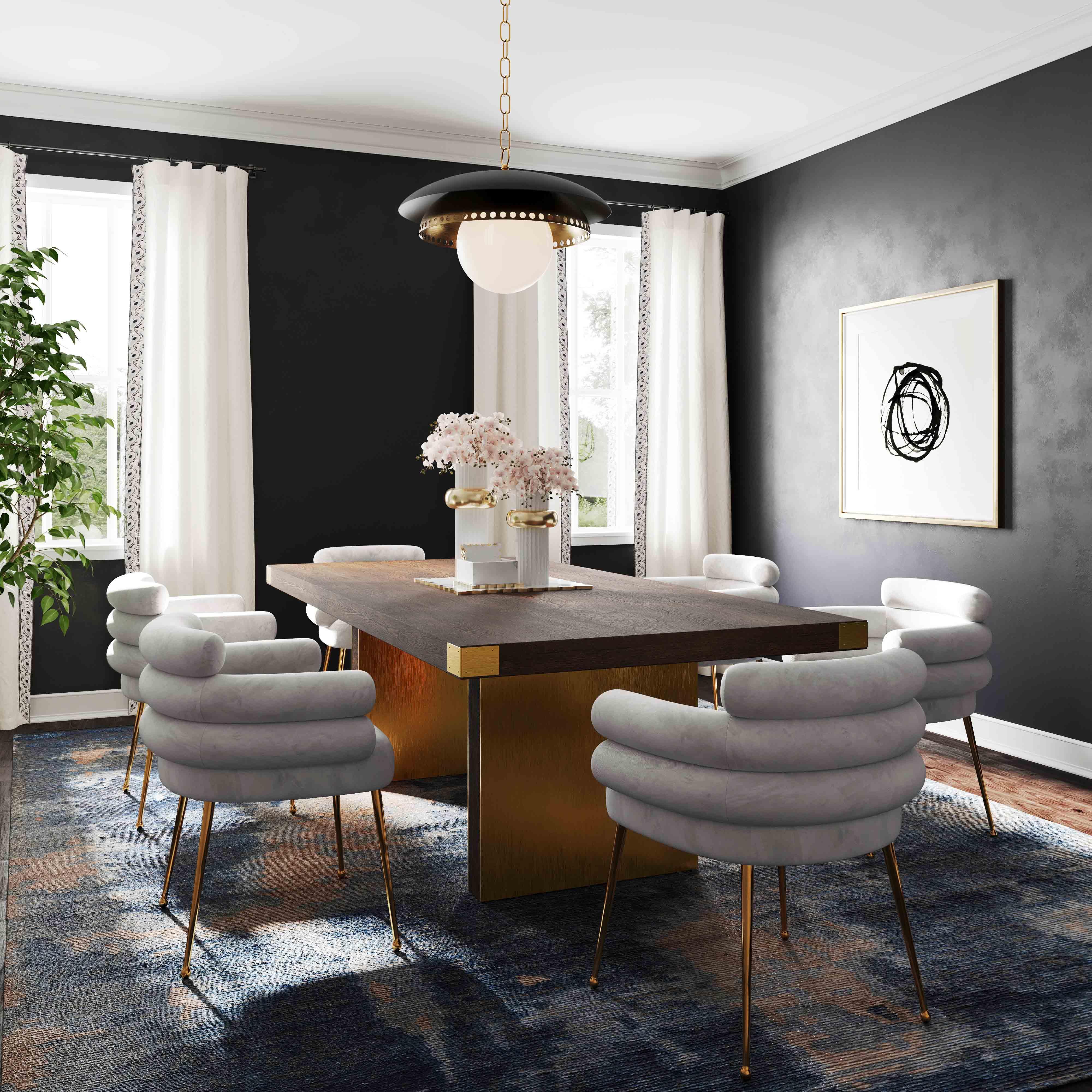 Dente Grey Velvet Dining Chair - Remutear
