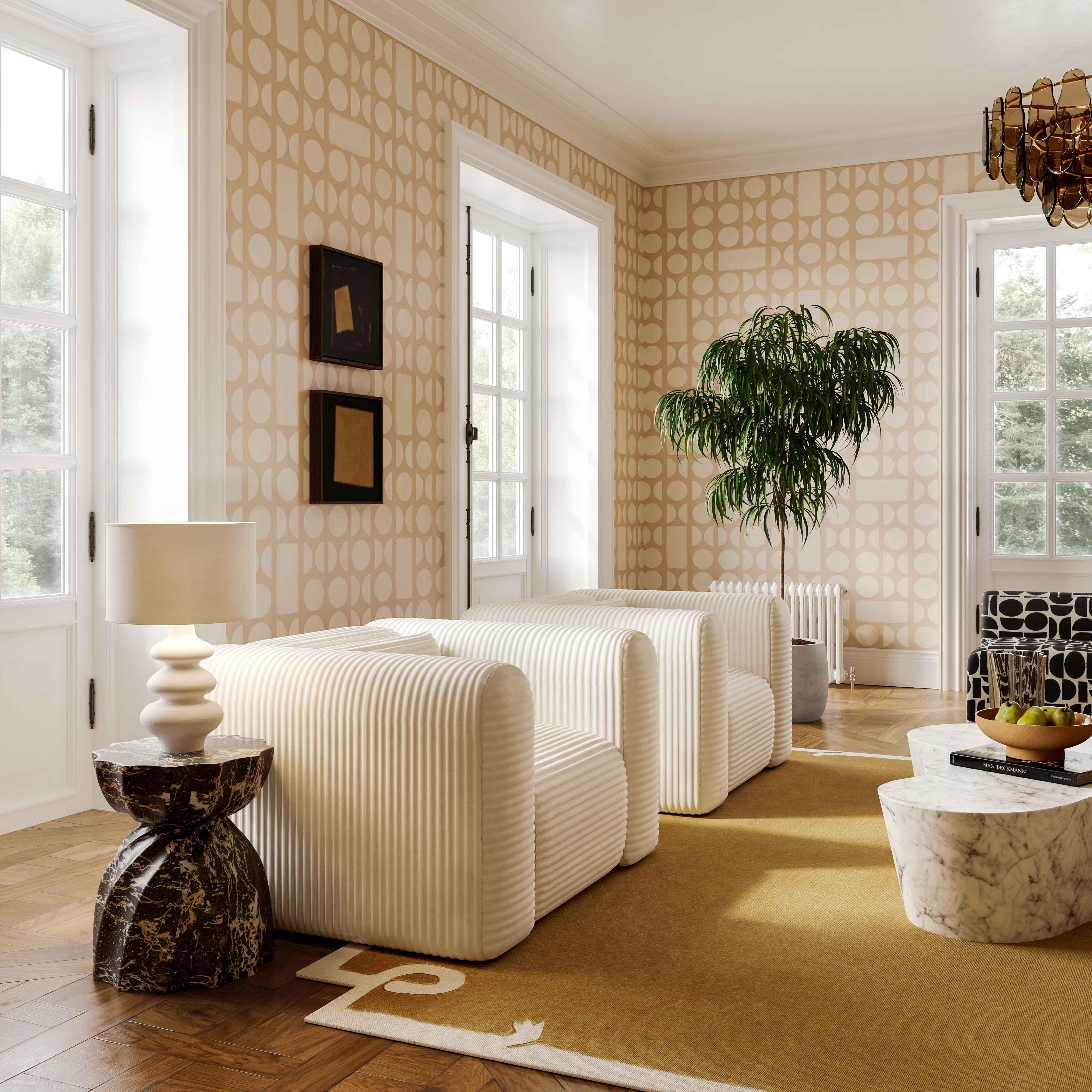 Tarra Fluffy Oversized Cream Corduroy Armchair - Remutear