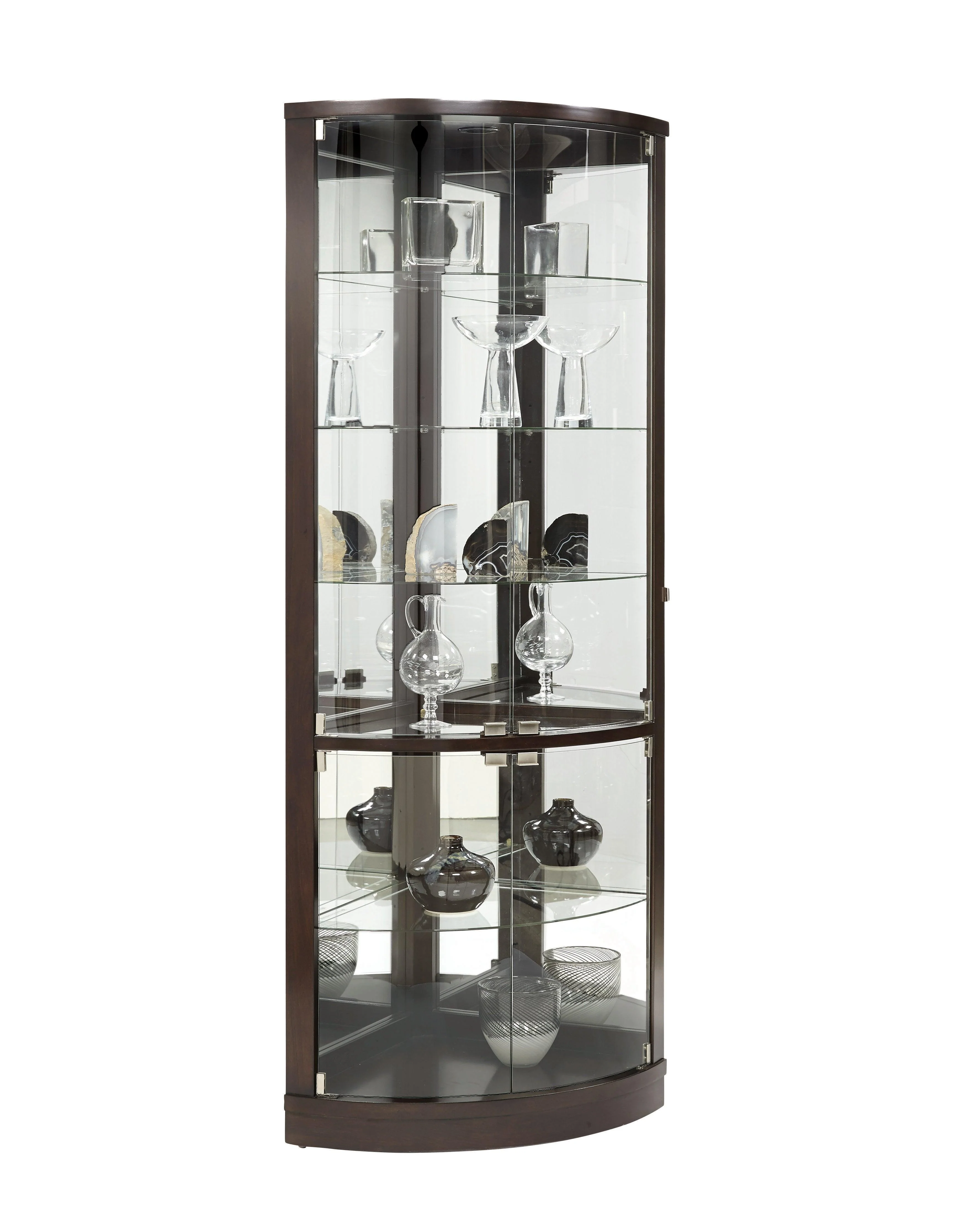 Curved 5 Shelf Corner Curio Cabinet - Remutear
