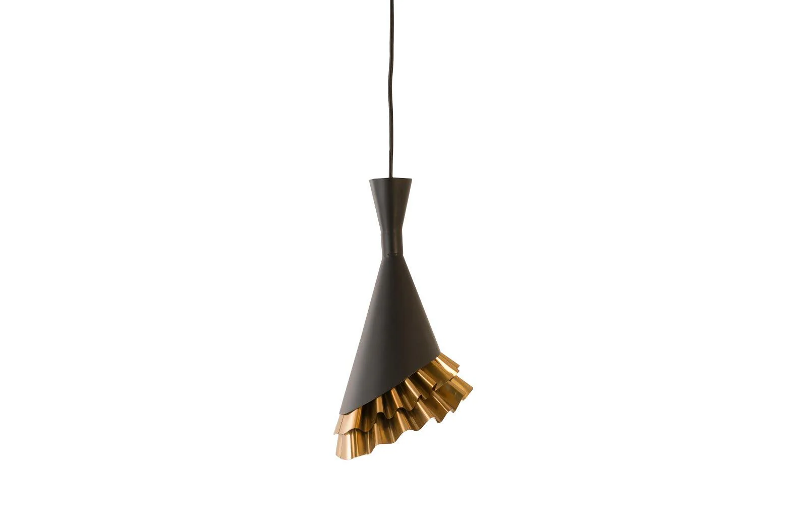Ruffle Pendant Lamp, Black/Brass - Remutear