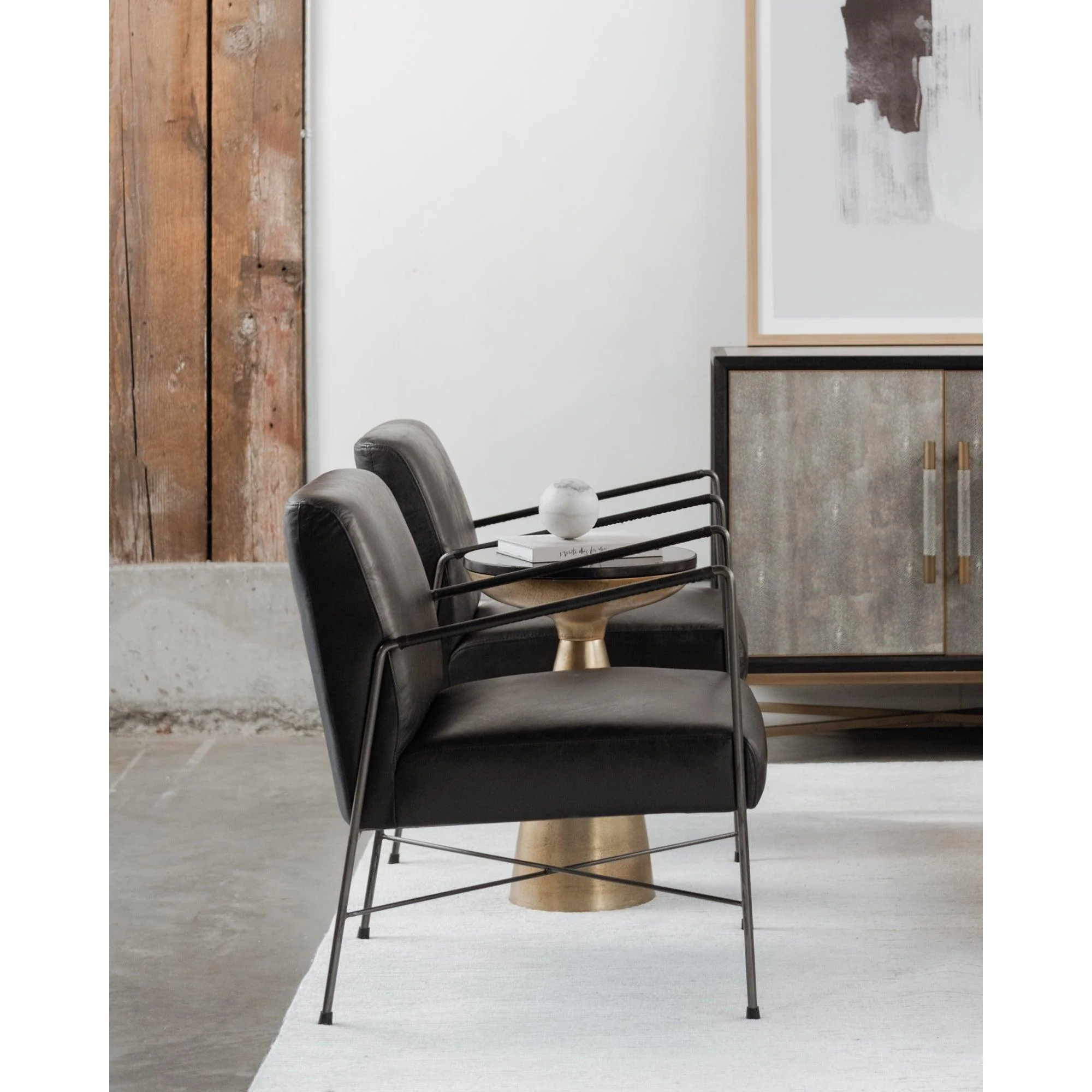 Dagwood Leather Arm Chair Onyx Black Leather - Remutear