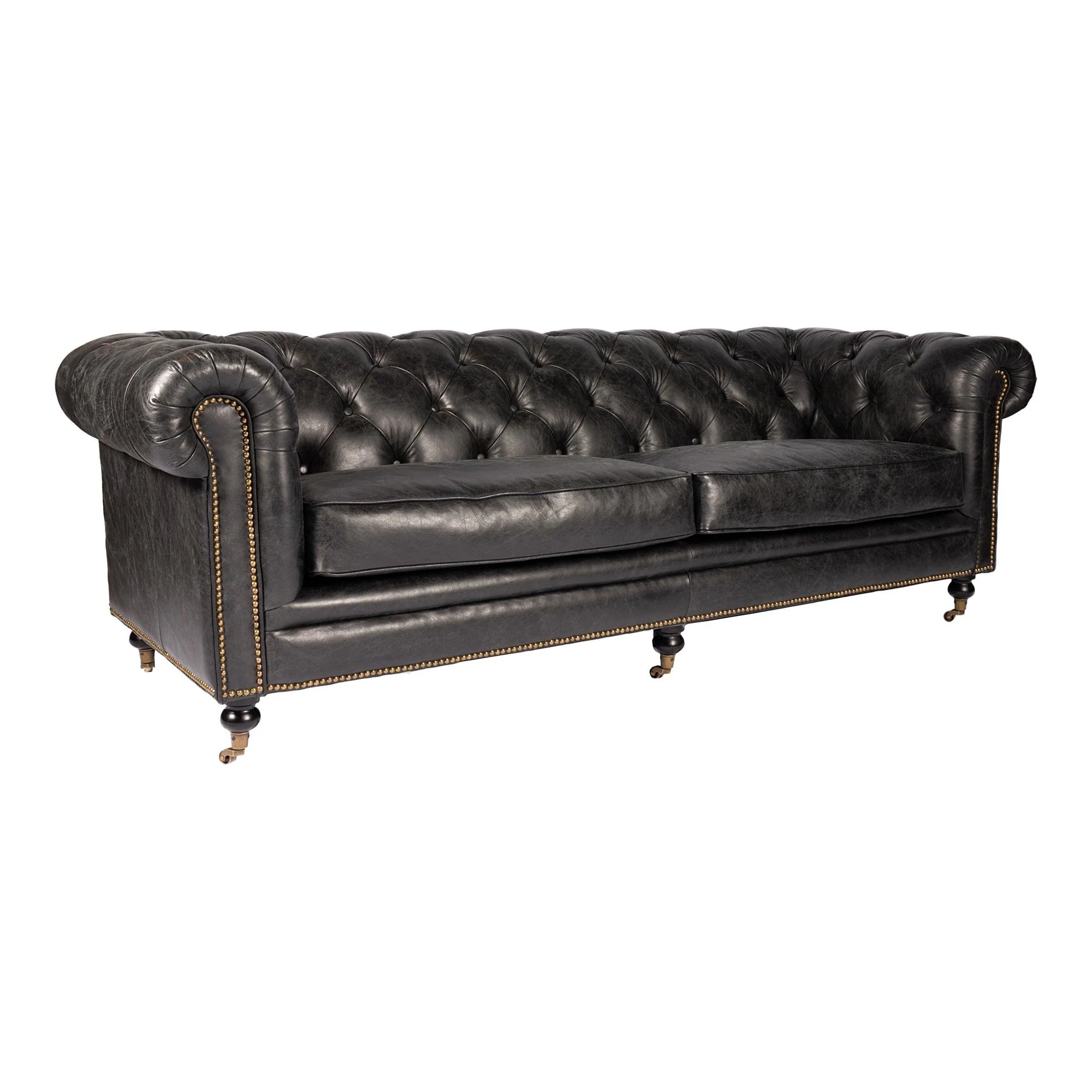 Birmingham Sofa Onyx Black Leather - Remutear