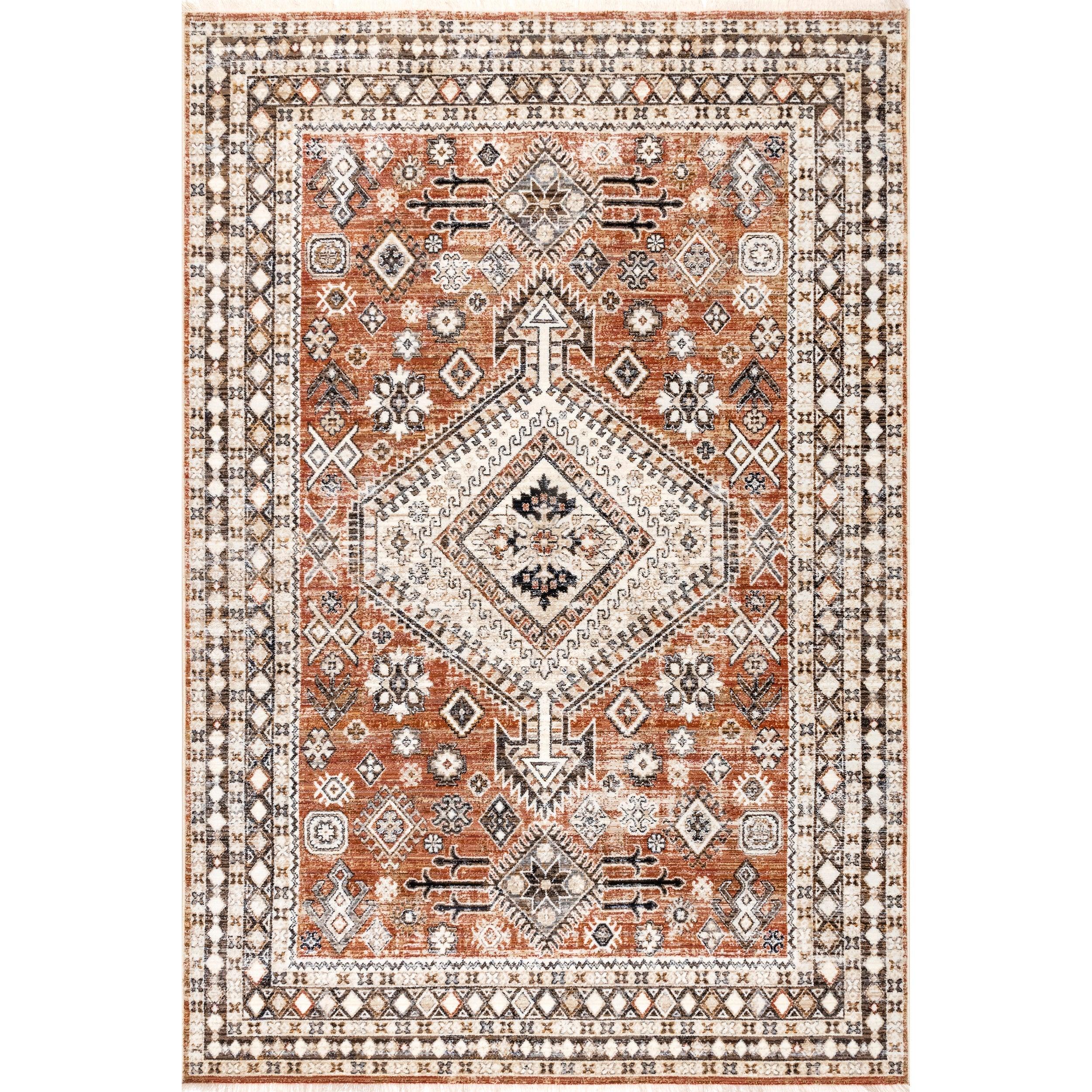 Vanesa Transitional Medallion Fringe Area Rug - Remutear