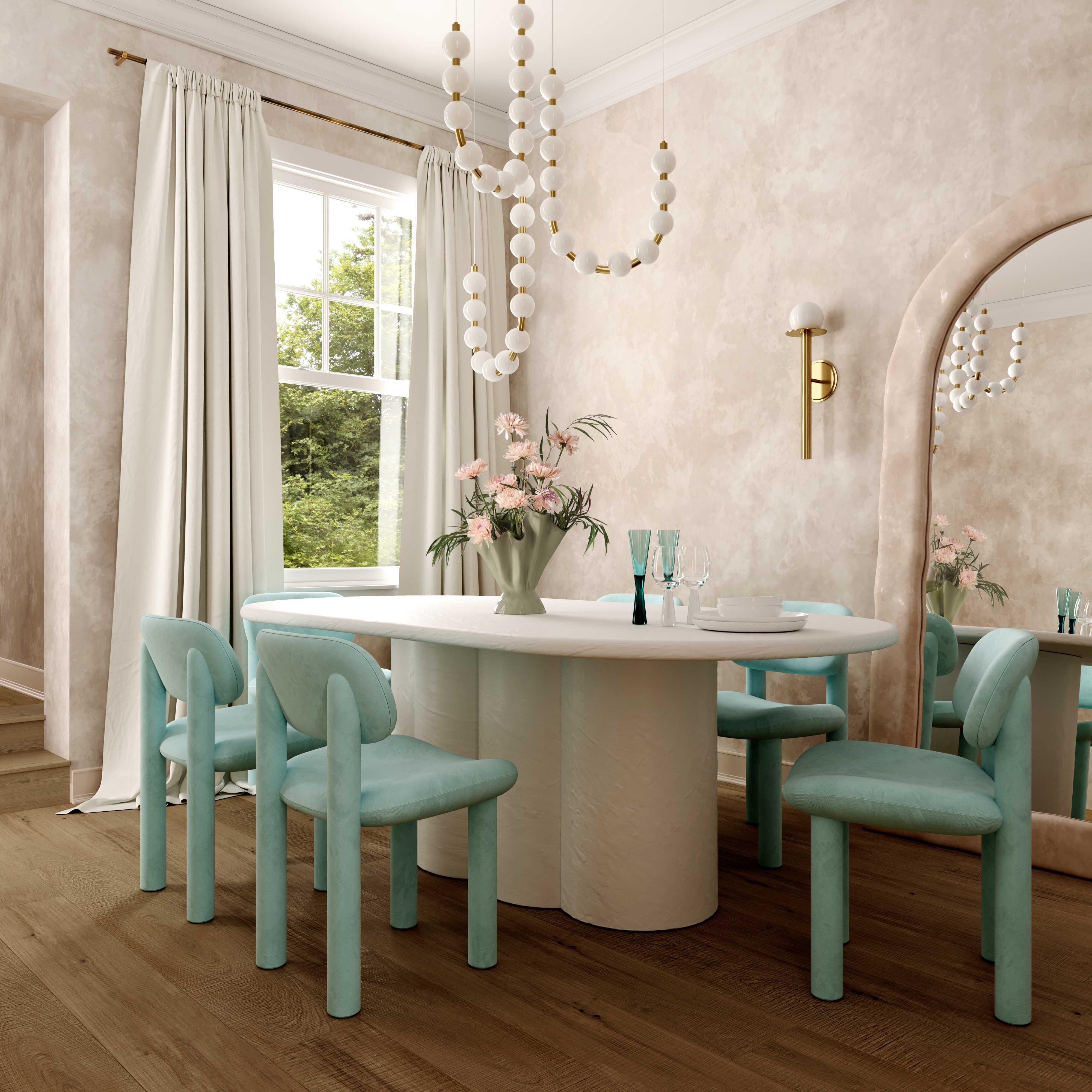 Elise Pale Blue Velvet Dining Chair - Remutear