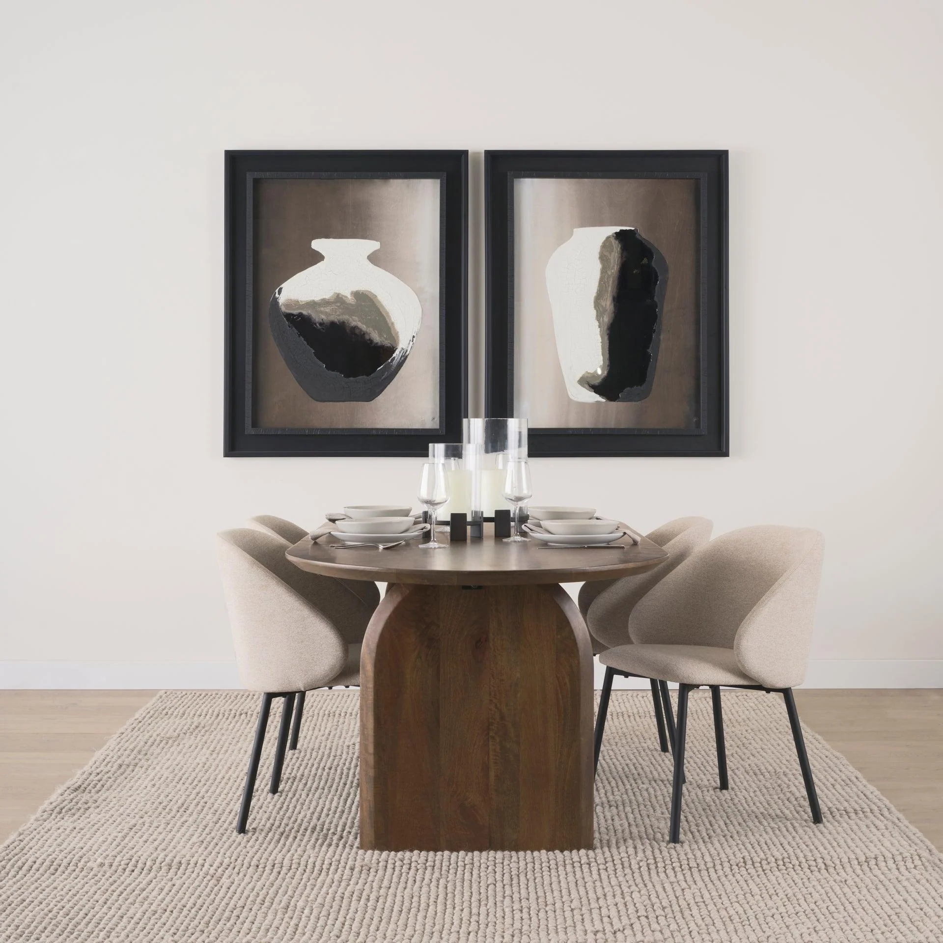 Shannon Dining Chair w/ Oatmeal Fabric & Matte Black Metal - Set of 2 - Remutear