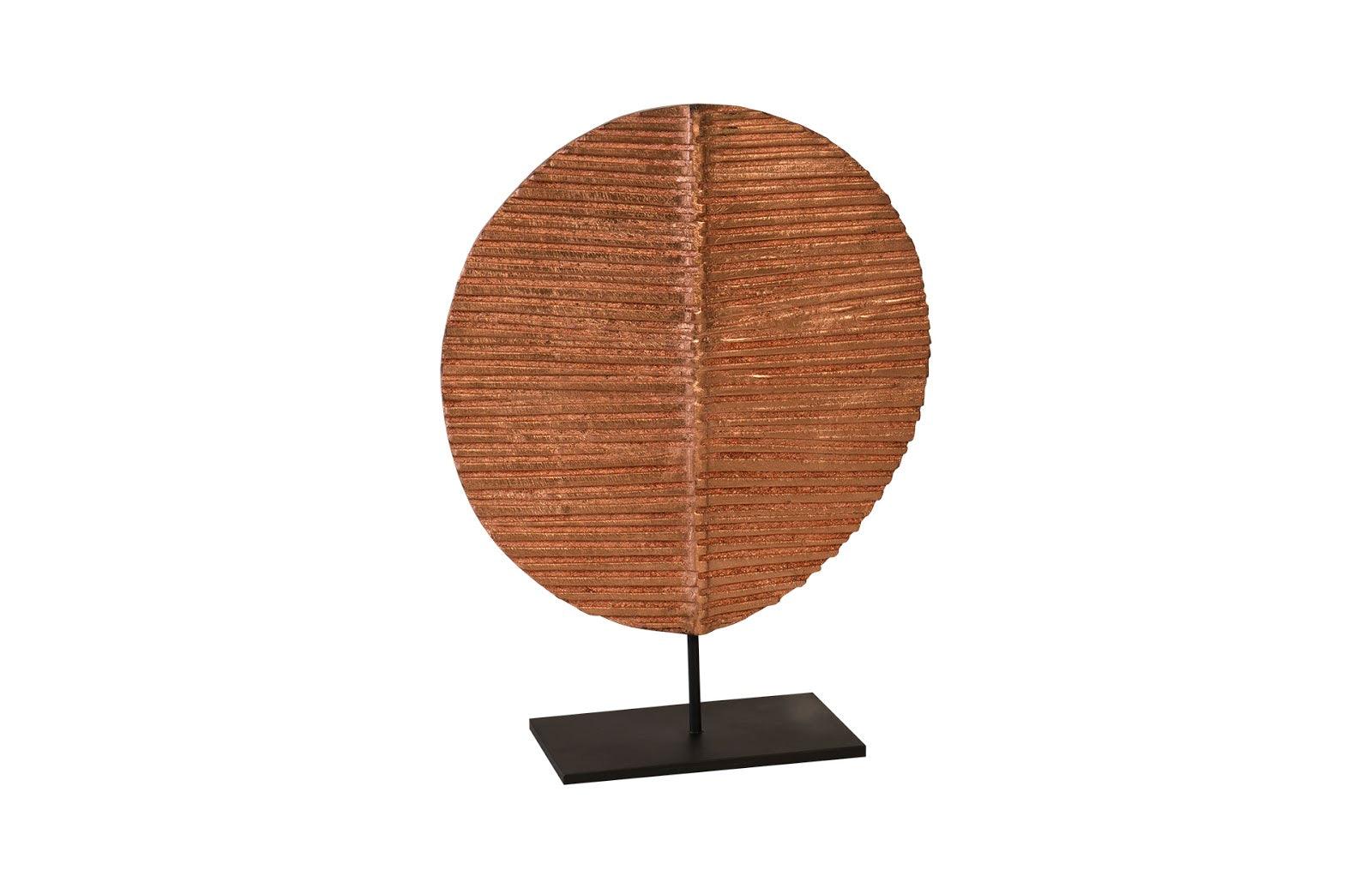 Carved Round Leaf on Metal Stand, SM - Remutear