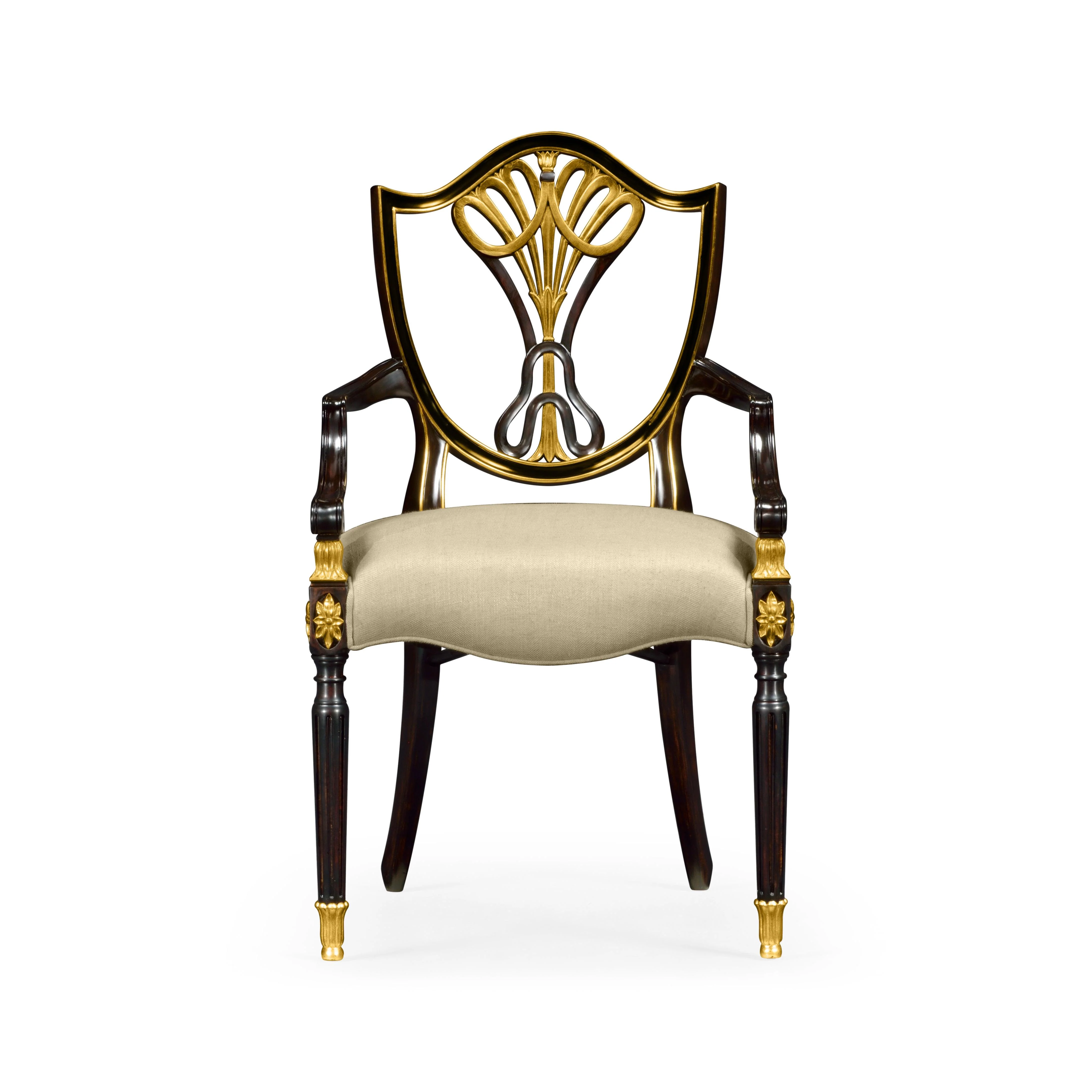 Country Farmhouse Painted Sheraton Shield Back Arm Chair - Set of 2 - Remutear