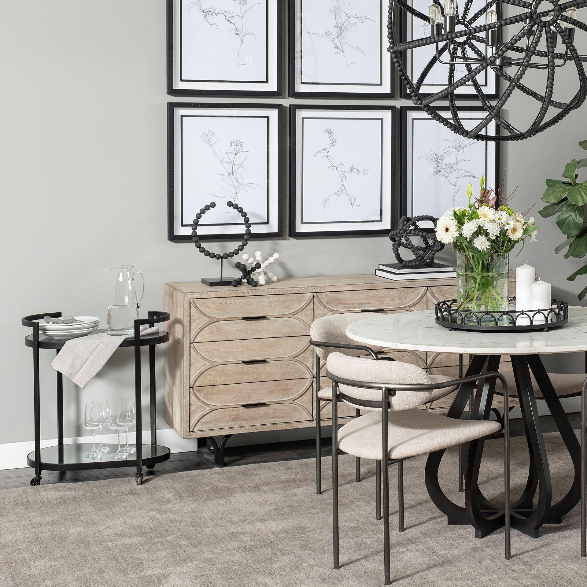 Eleonore Black Metal Frame Two-Tier w/Glass Shelves Bar Cart - Remutear