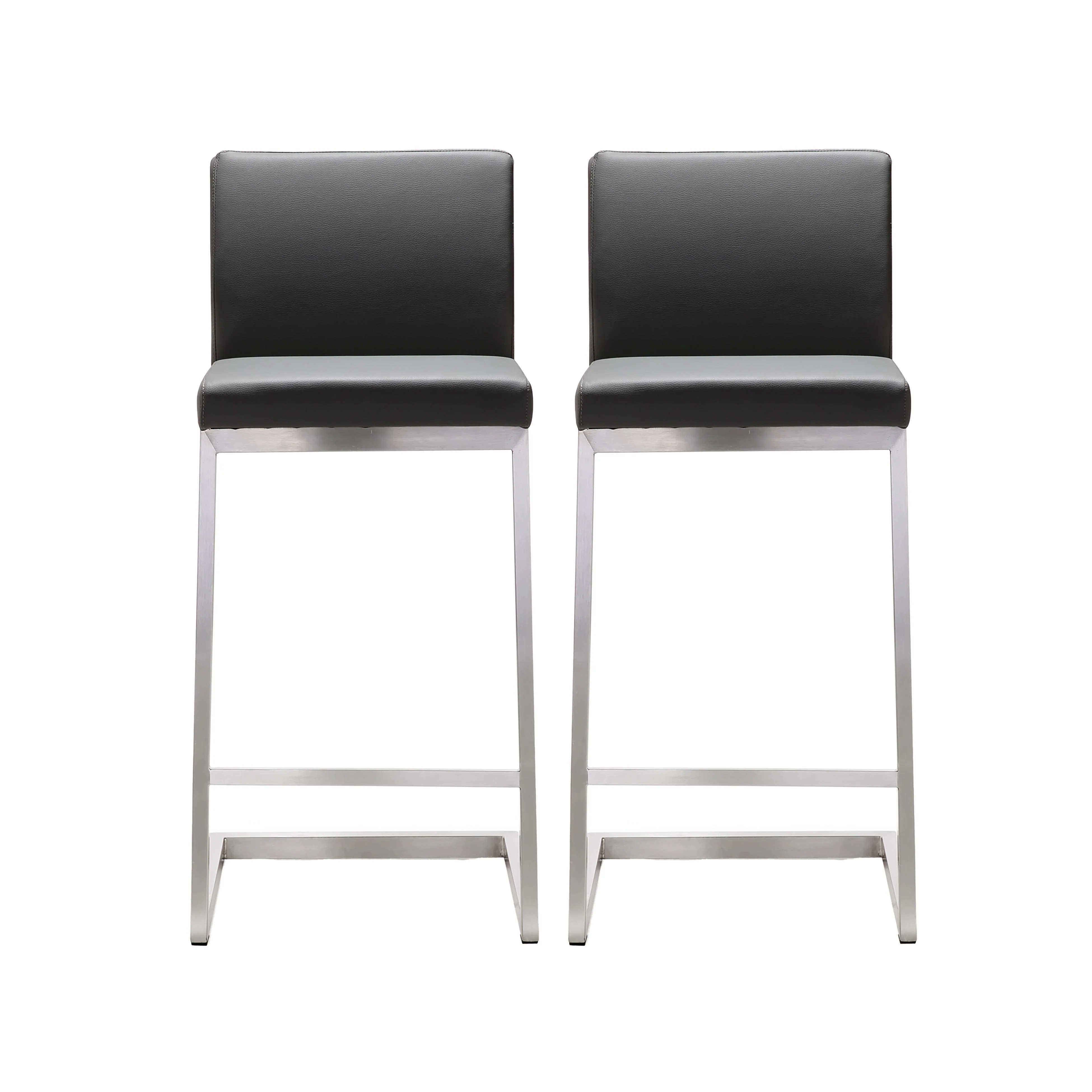 Parma Grey Stainless Steel Counter Stool - Set of 2 - Remutear