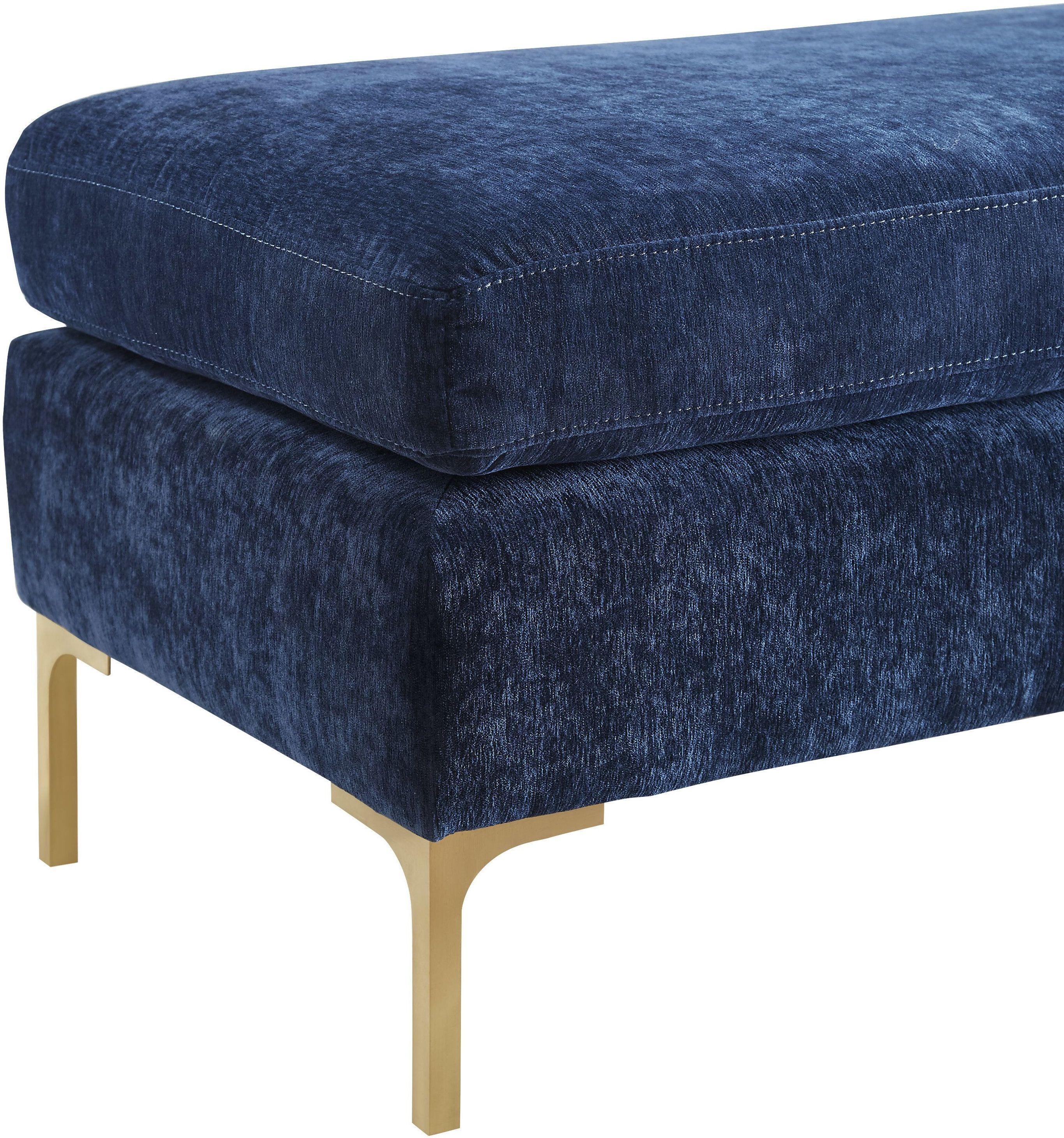 Delilah Navy Textured Velvet Bench - Remutear