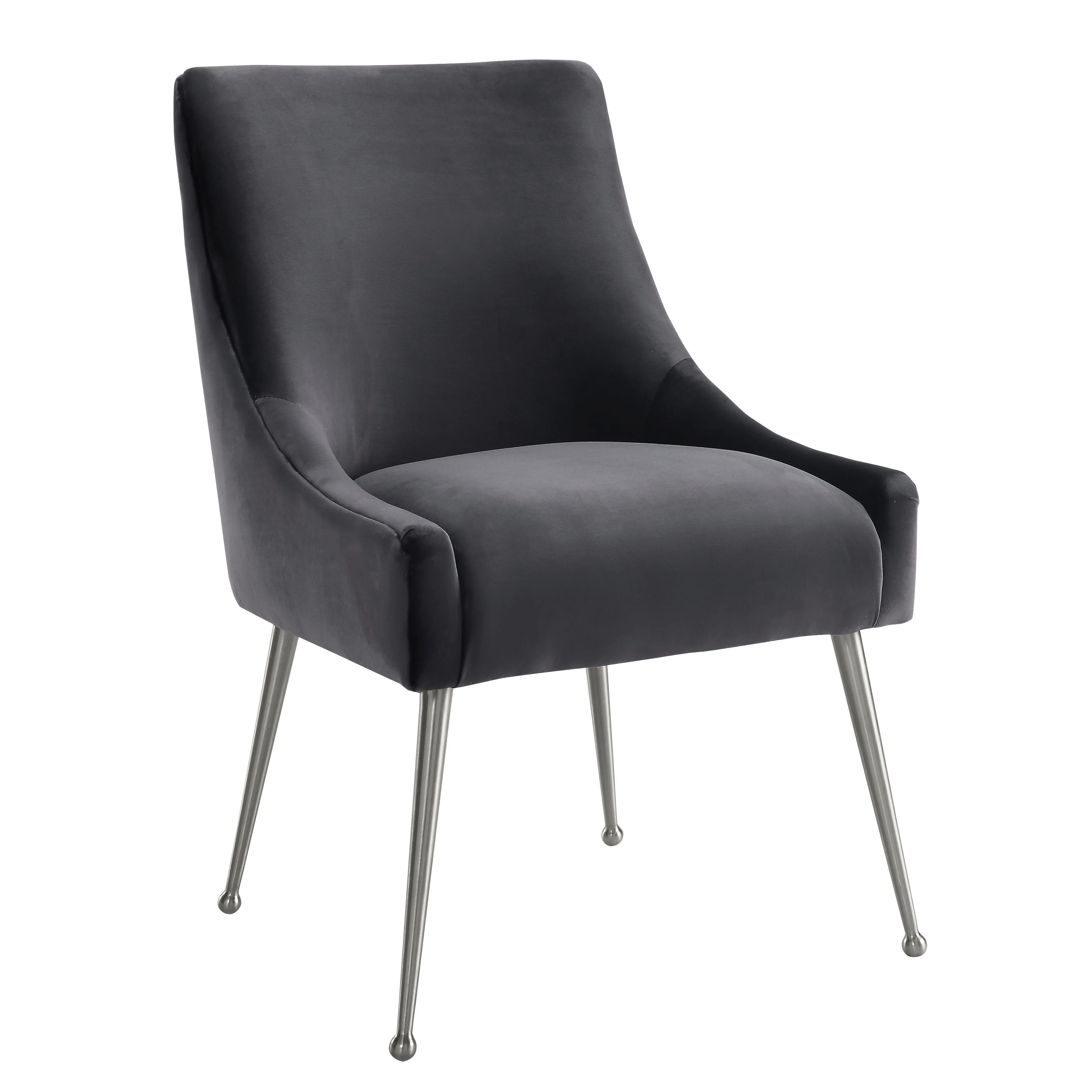 Beatrix Grey Velvet Side Chair with Silver Legs - Remutear