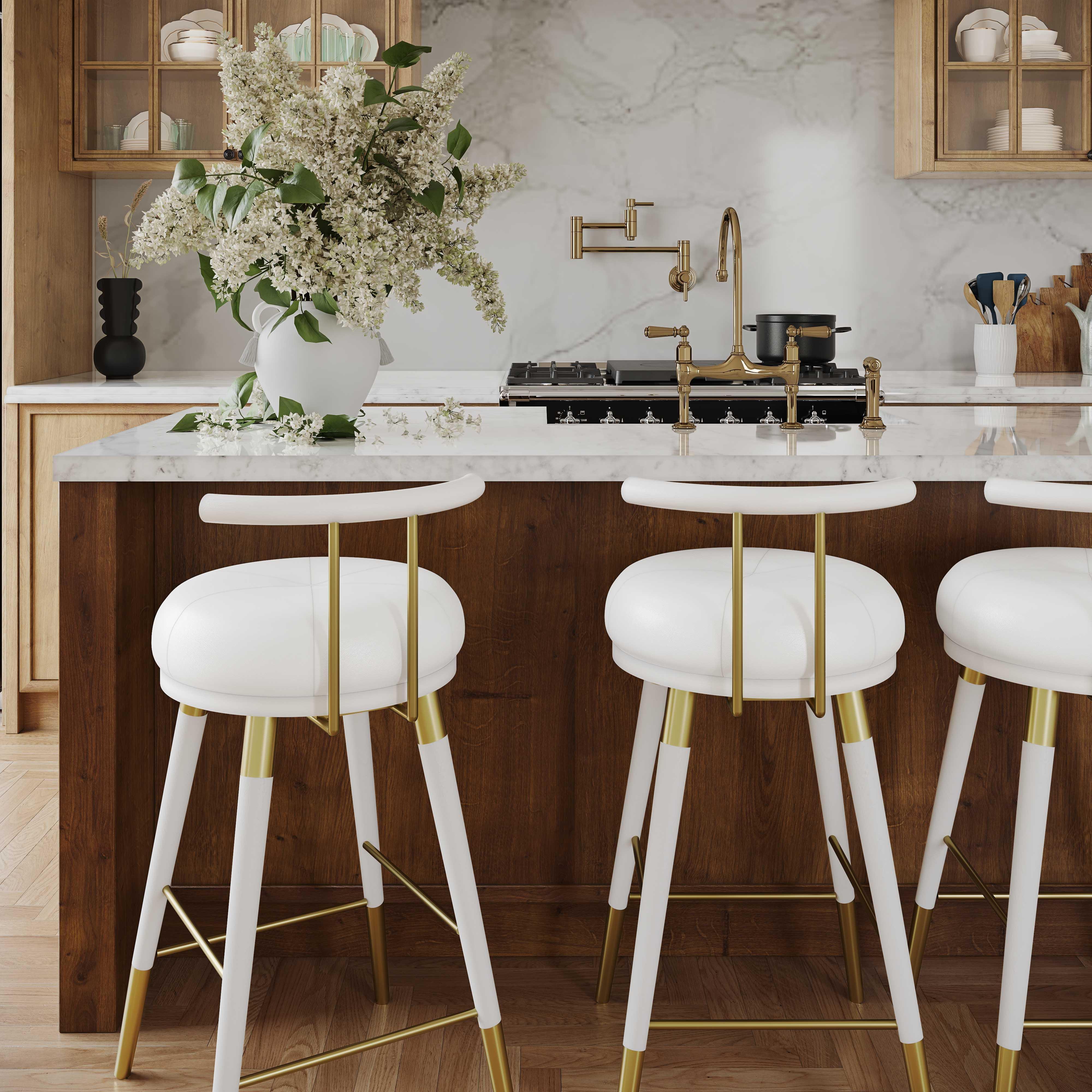 Juniper White Vegan Leather Counter Stool - Remutear