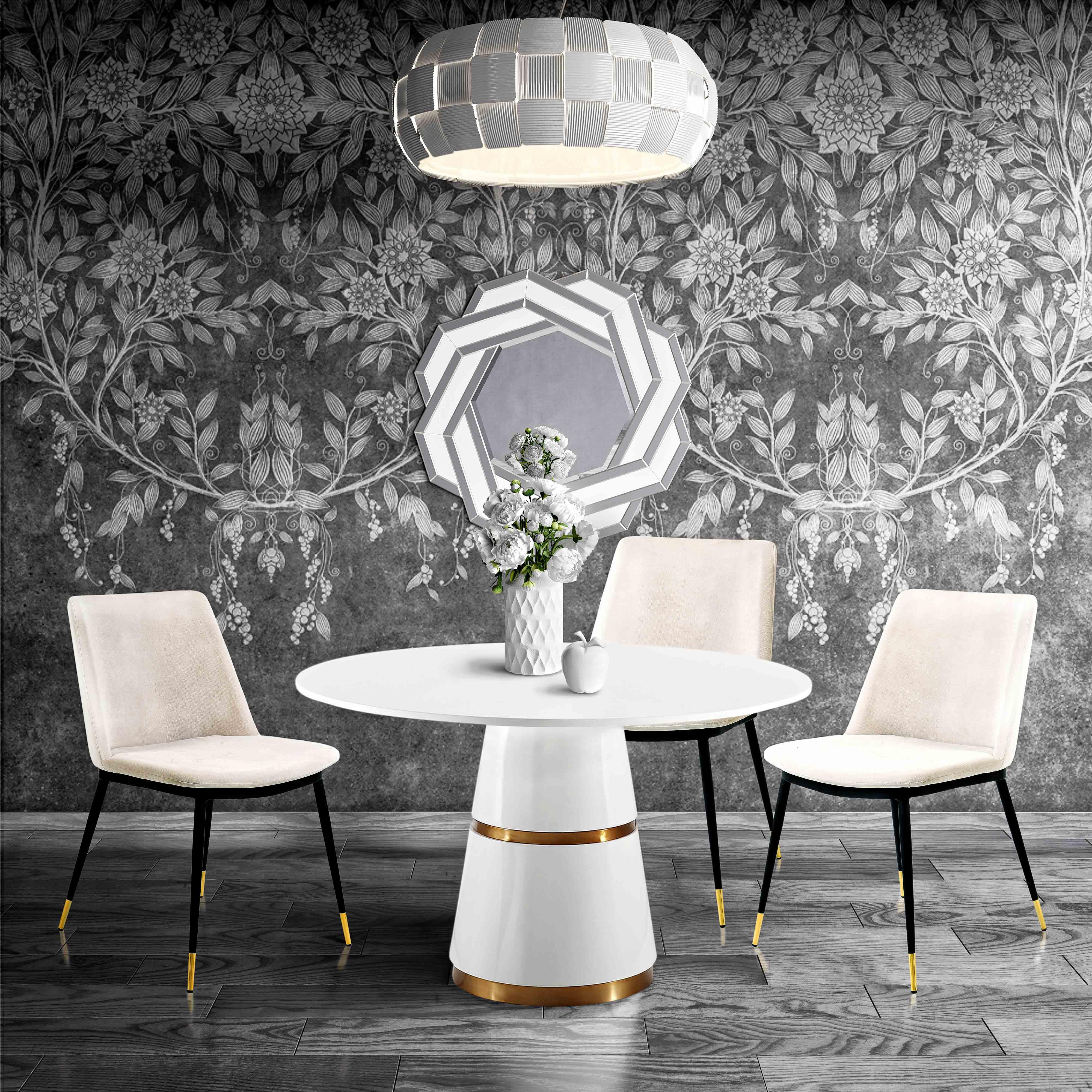 Evora Cream Velvet Chair - Gold Legs (Set of 2) - Remutear