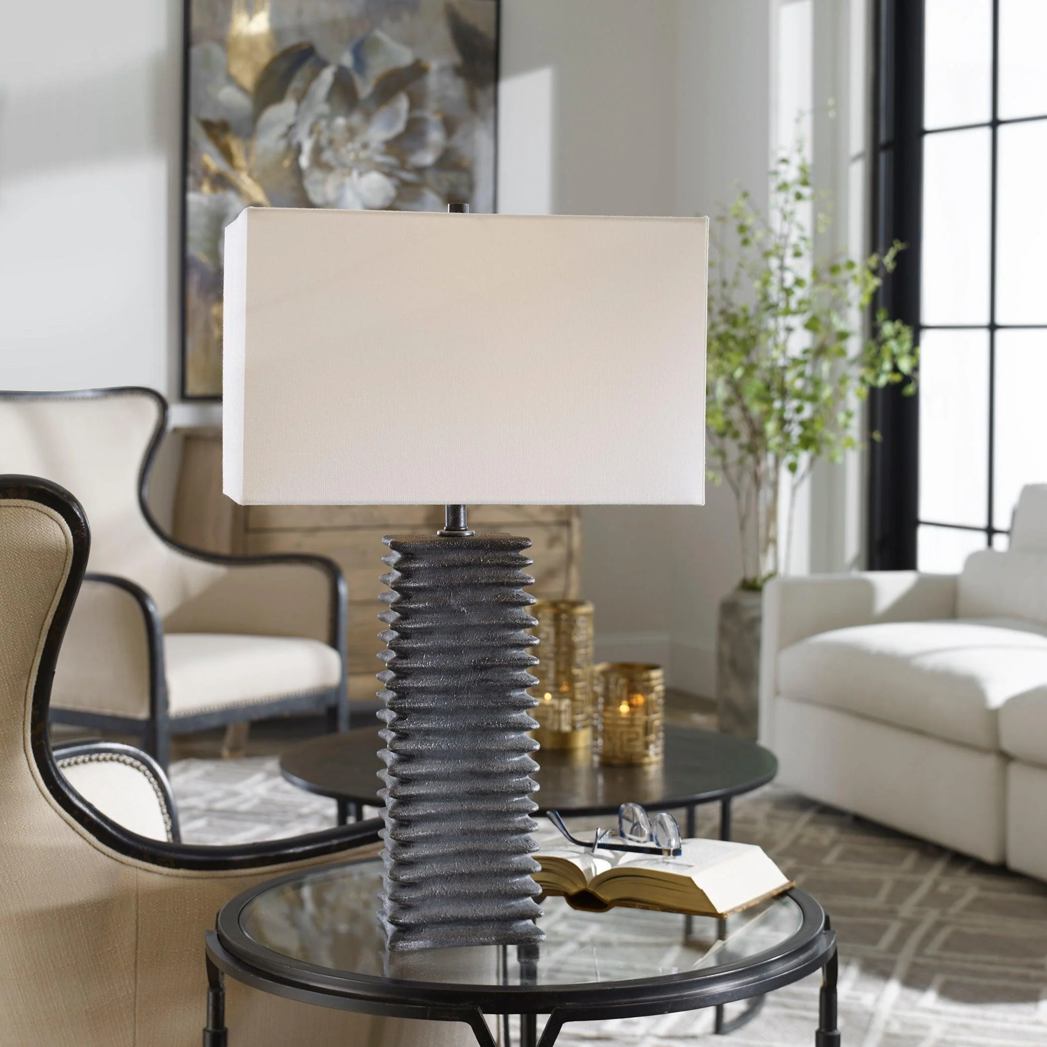 SANDERSON METALLIC CHARCOAL TABLE LAMP - Remutear