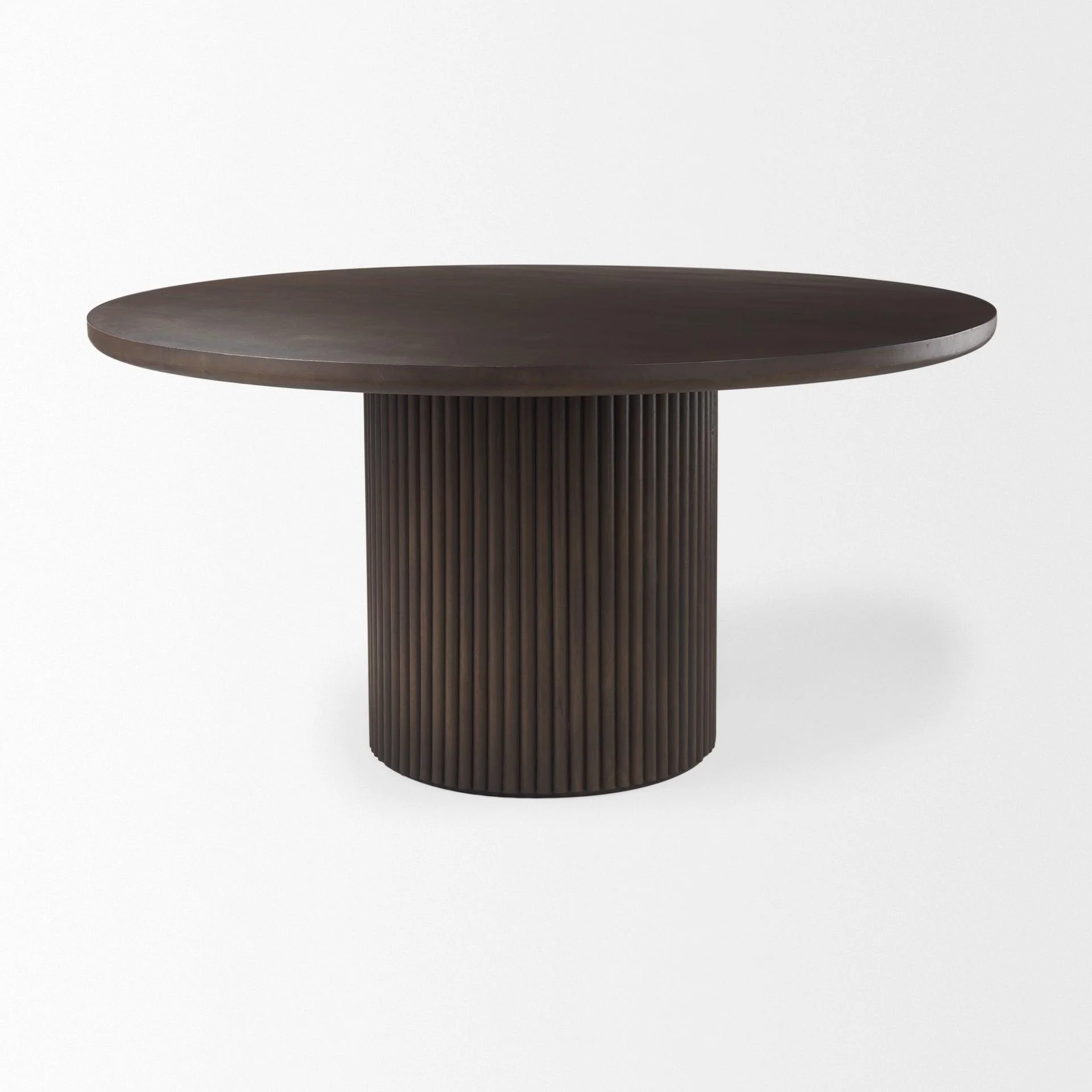 Terra 60L x 60W x 30H Dark Brown Wood Round Fluted Dining Table - Remutear