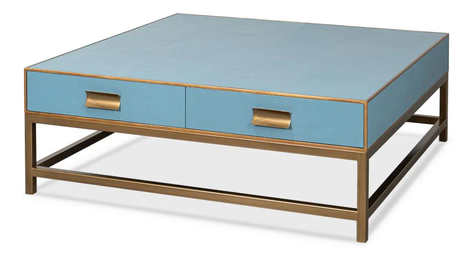 Gideon Shagreen Sq.Coffee Table - Blue - Remutear
