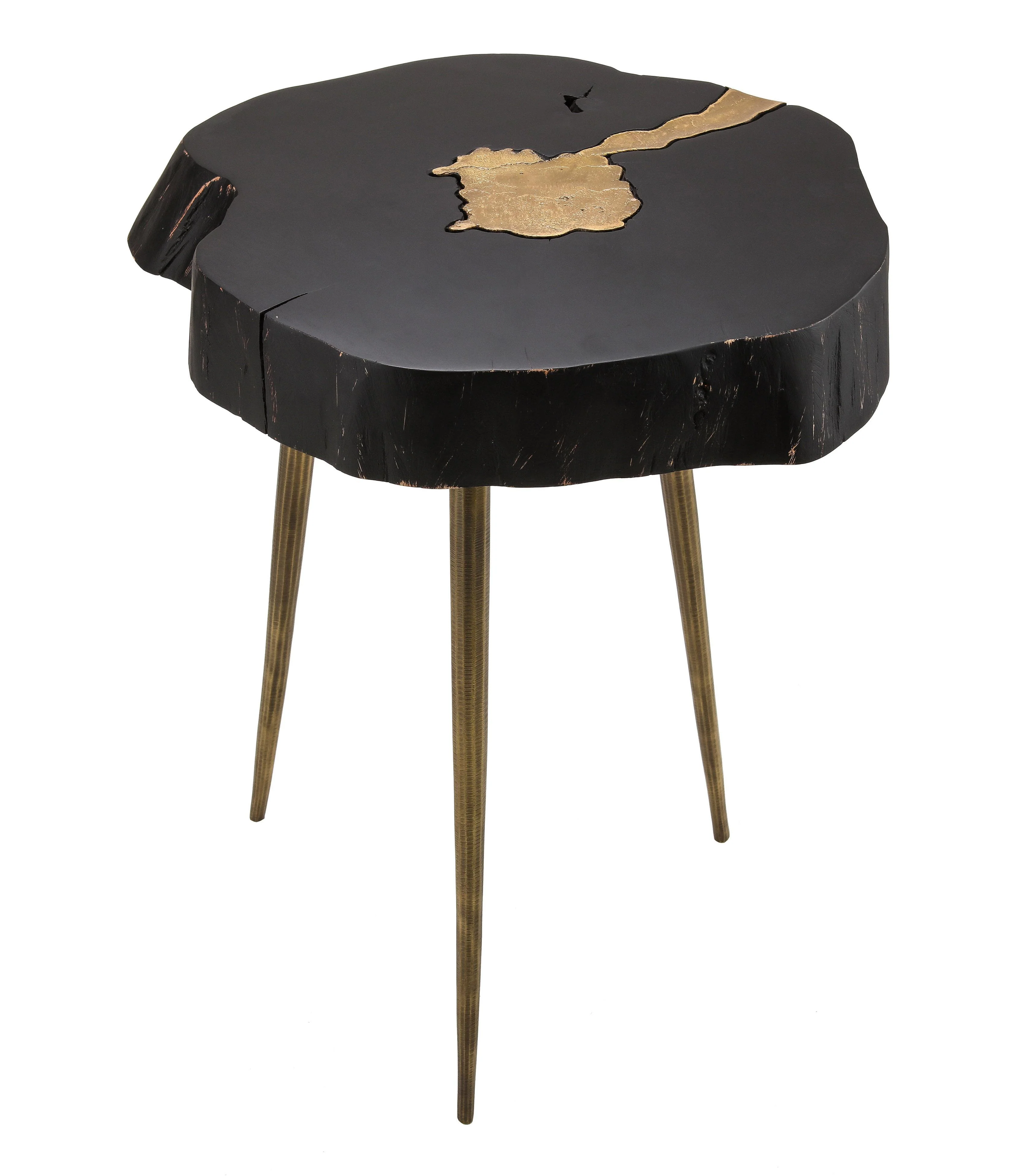 Timber Black and Brass Side Table - Remutear