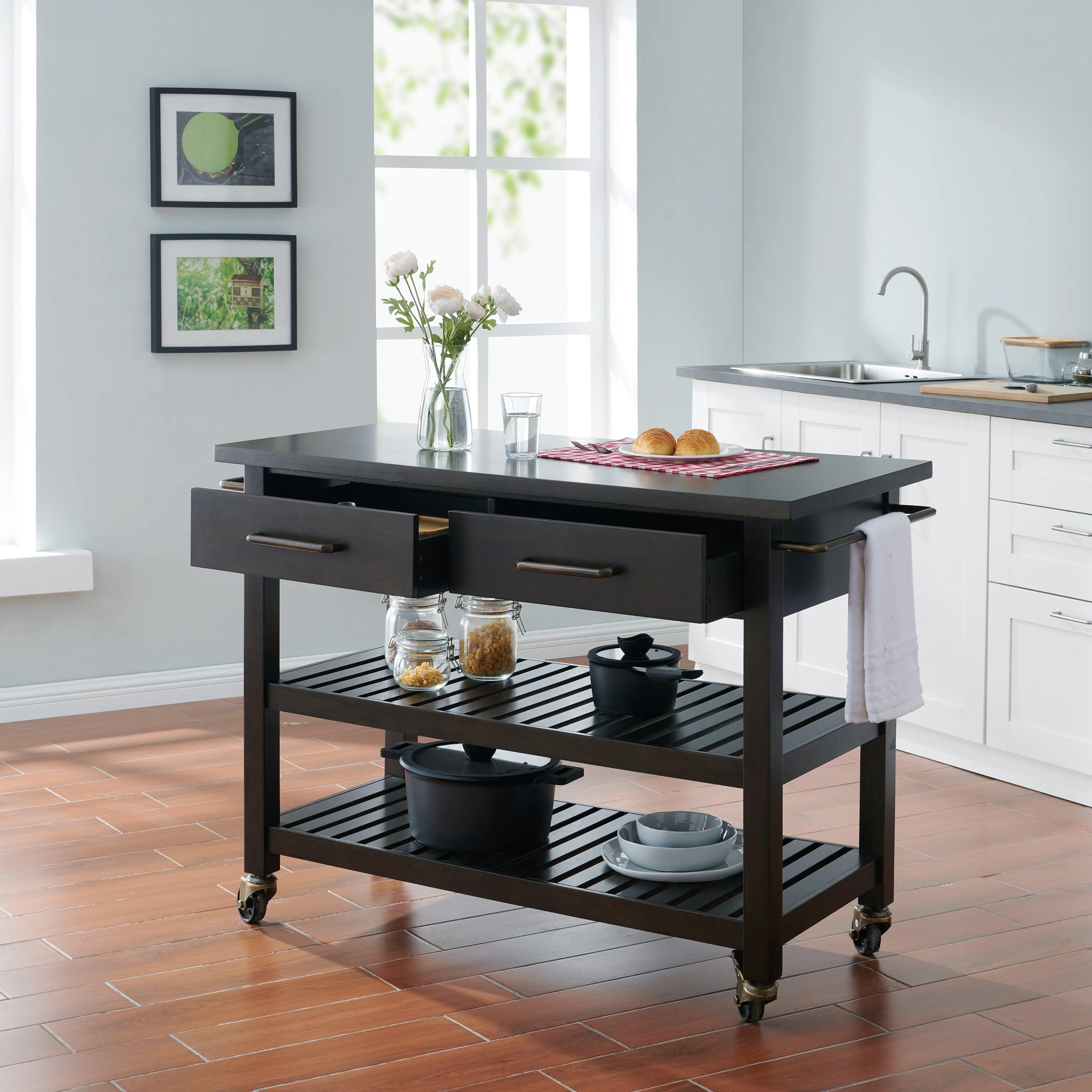 Holly & Martin Havelock Farmhouse Rolling Kitchen Island - Remutear
