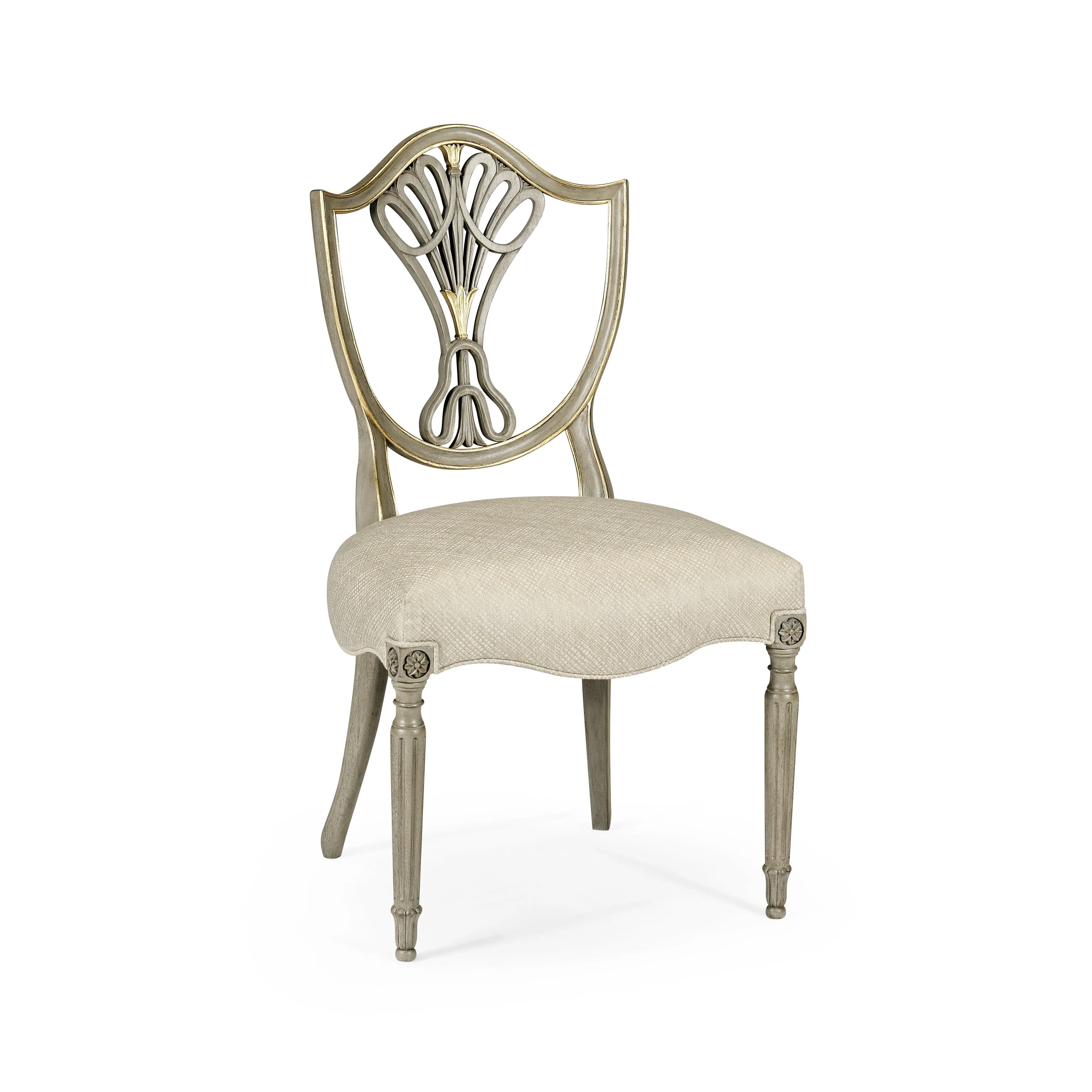 Buckingham Sheraton Grey & Gilded Dining Side Chair - Remutear