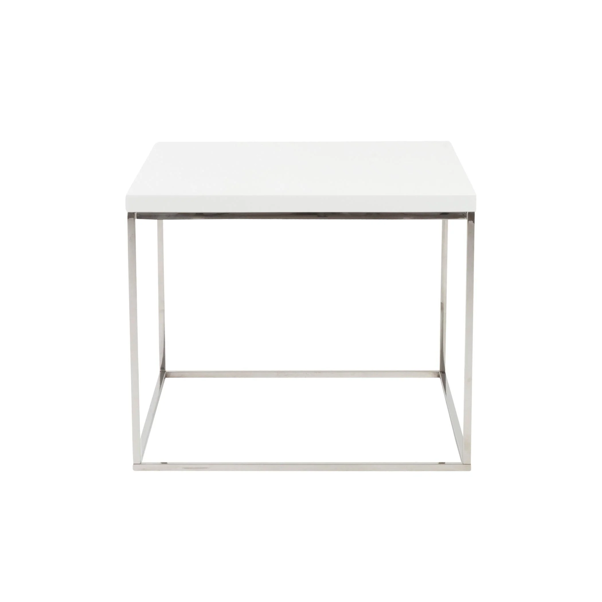 Teresa Square Side Table with Polished Stainless Steel Base - Remutear