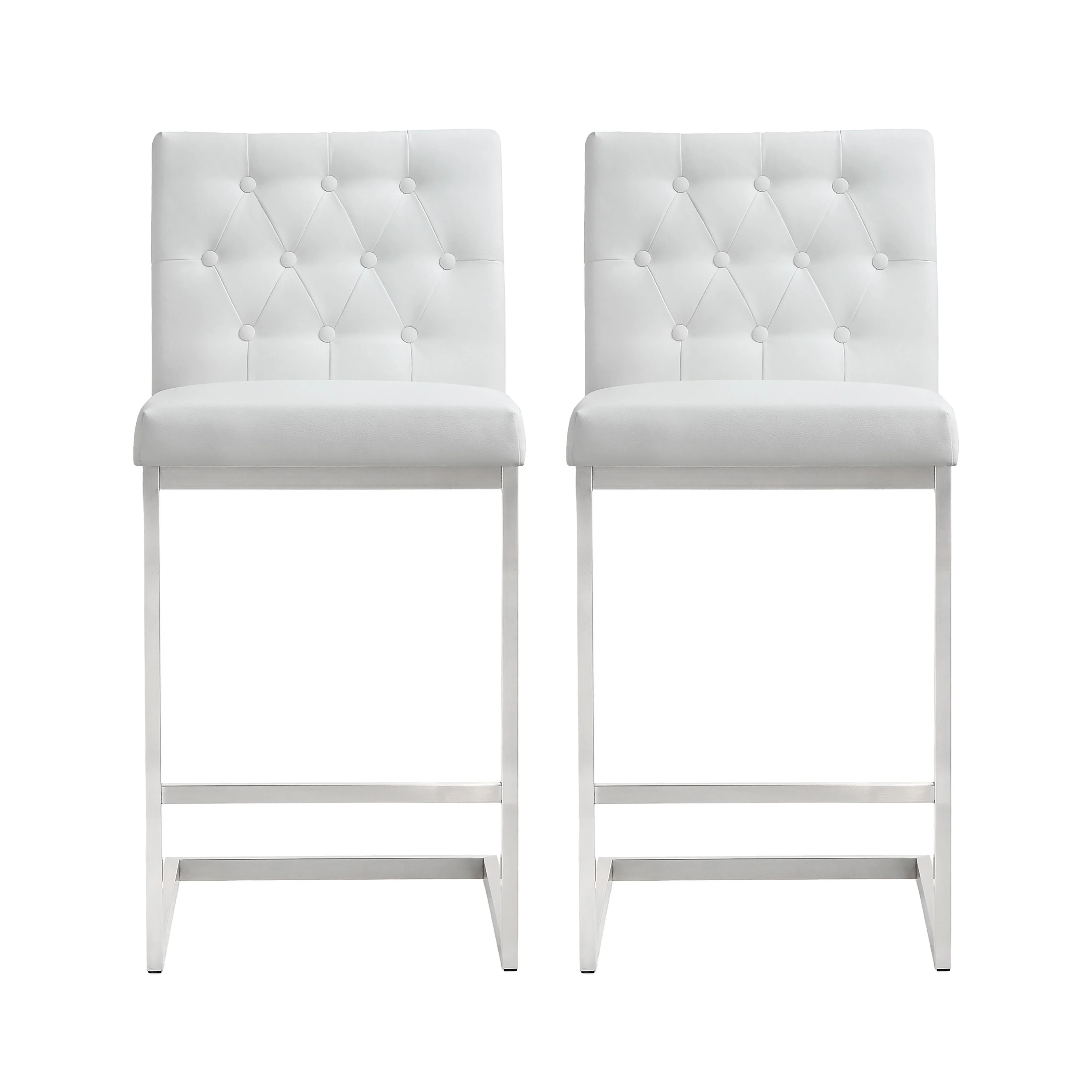 Helsinki White Stainless Steel Counter Stool - Set of 2 - Remutear
