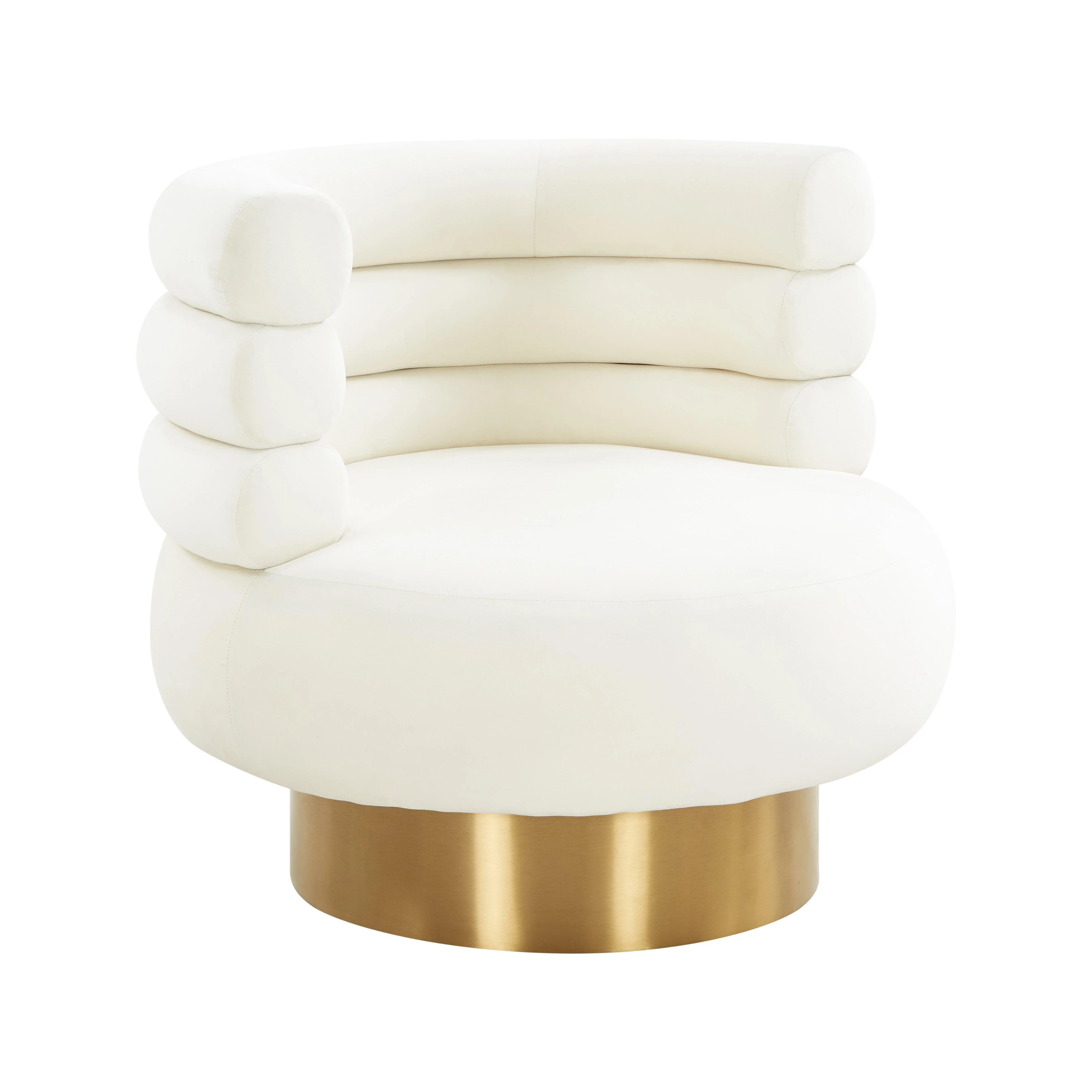 Naomi Cream Velvet Swivel Chair - Remutear