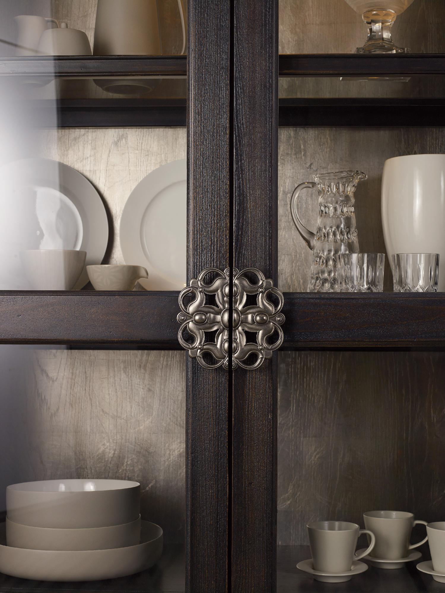 Sanctuary Glass Bunching Curio-Ebony Antiqued Oak - Remutear