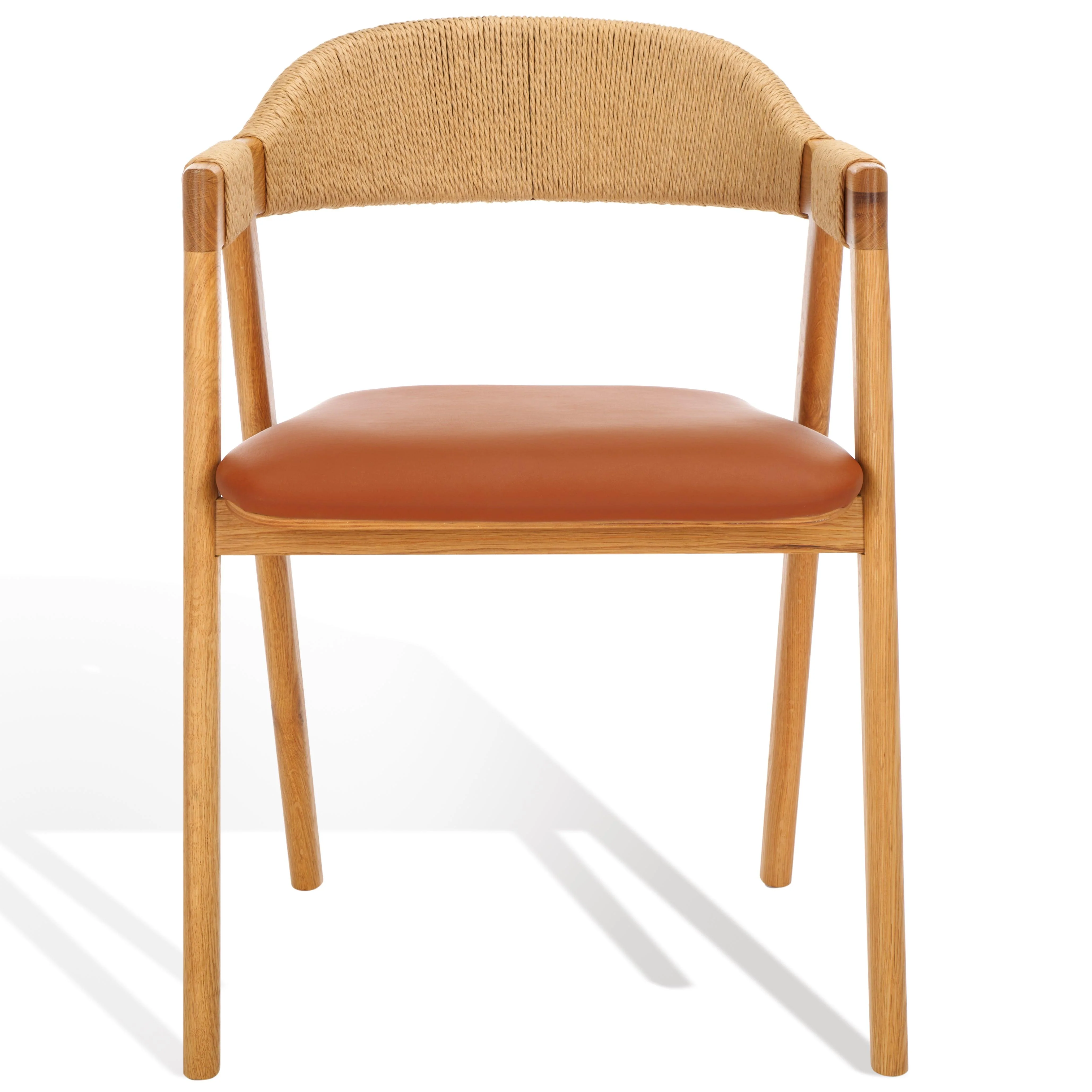 EAMON LEATHER AND CANE DINING CHAIR - Remutear