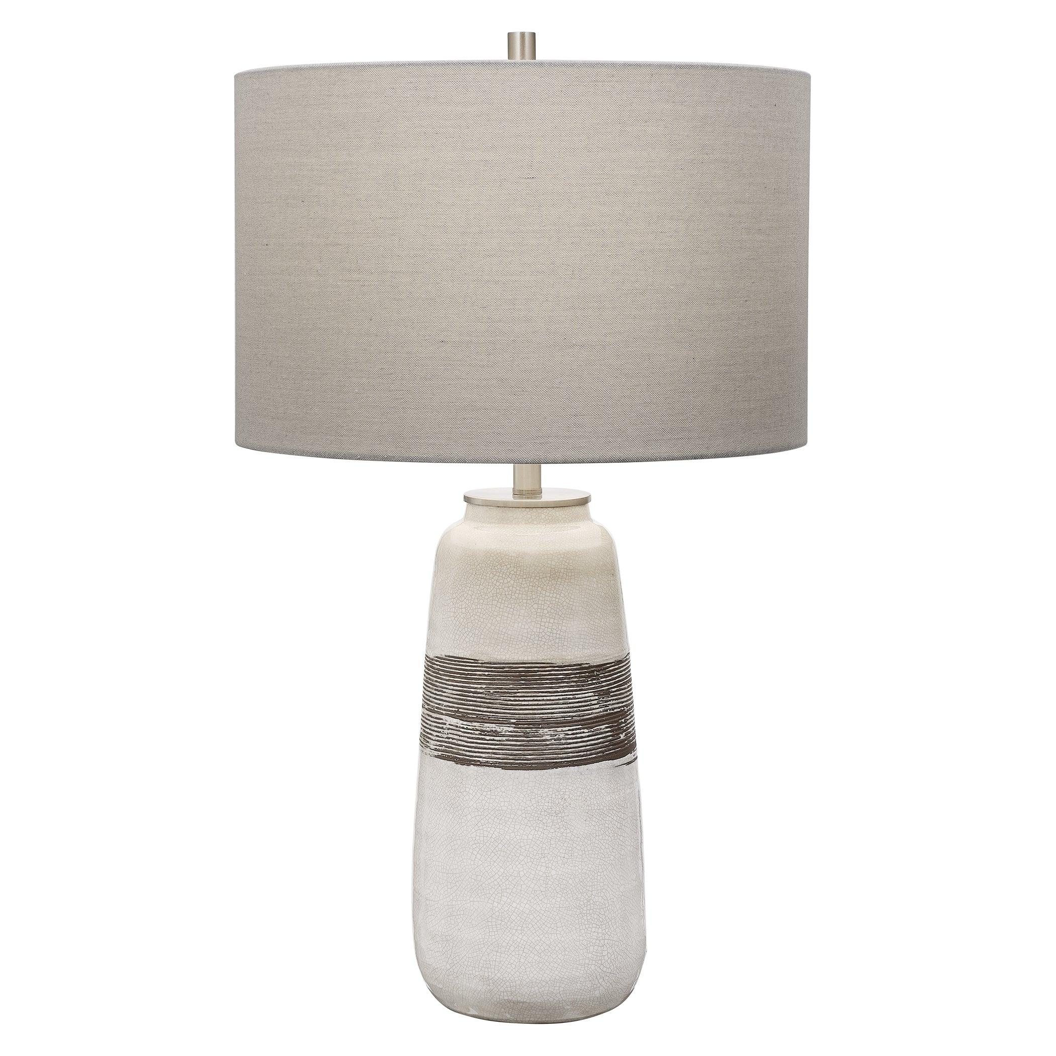 COMANCHE WHITE CRACKLE TABLE LAMP - Remutear