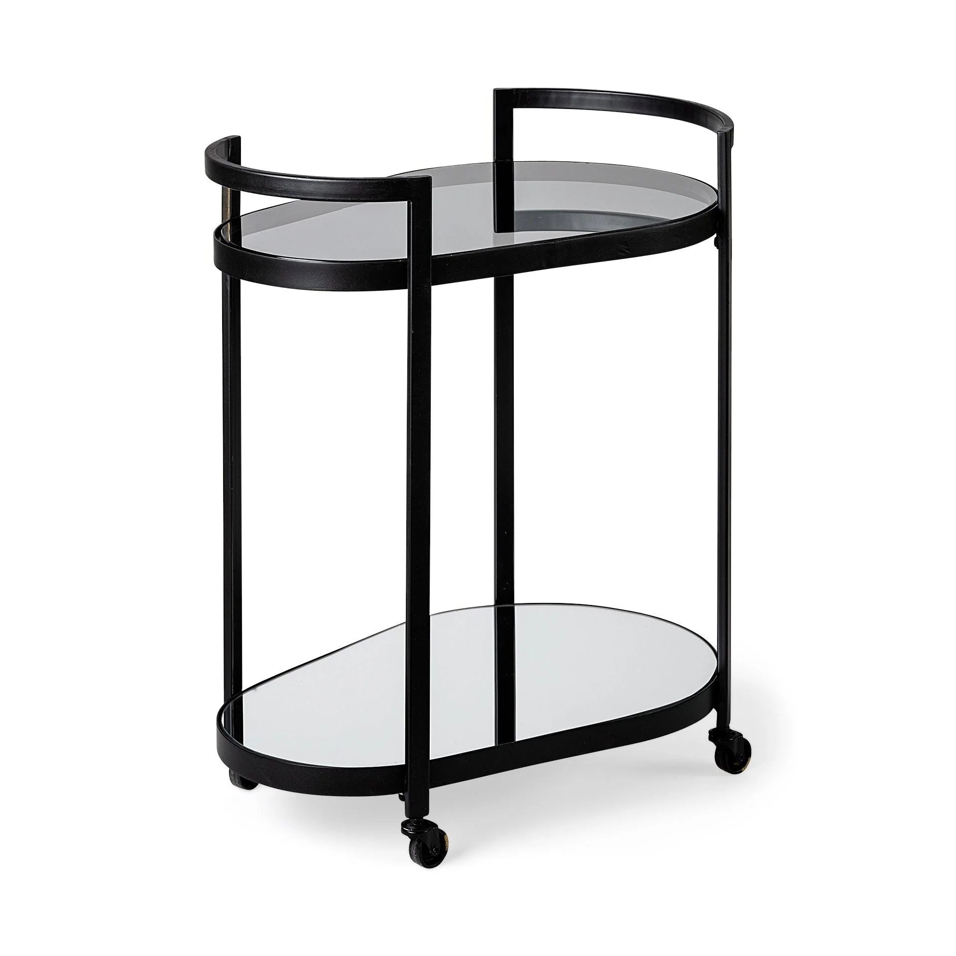 Eleonore Black Metal Frame Two-Tier w/Glass Shelves Bar Cart - Remutear