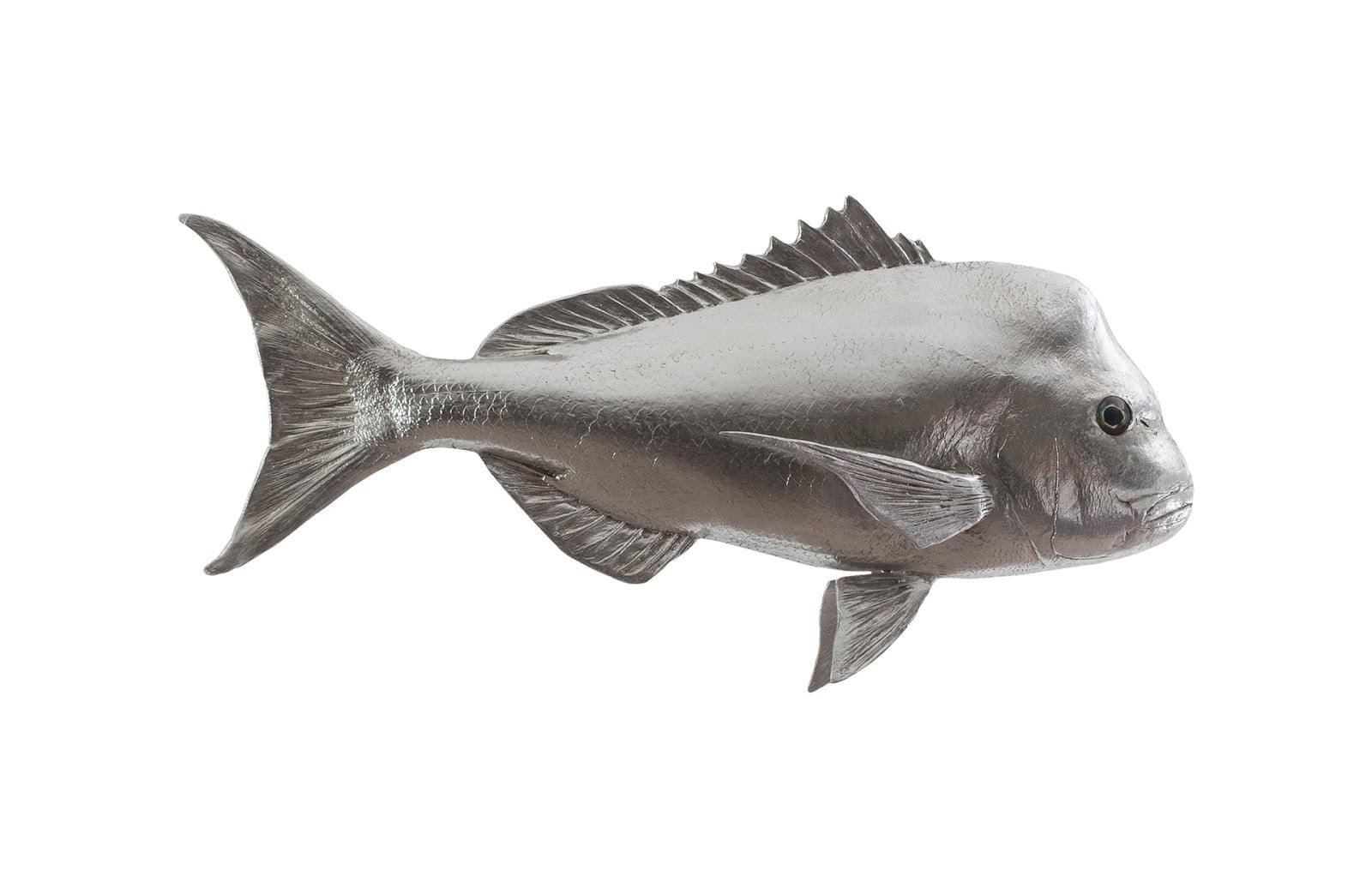 Australian Snapper Fish Wall Sculpture, Resin, Silver Leaf - Remutear