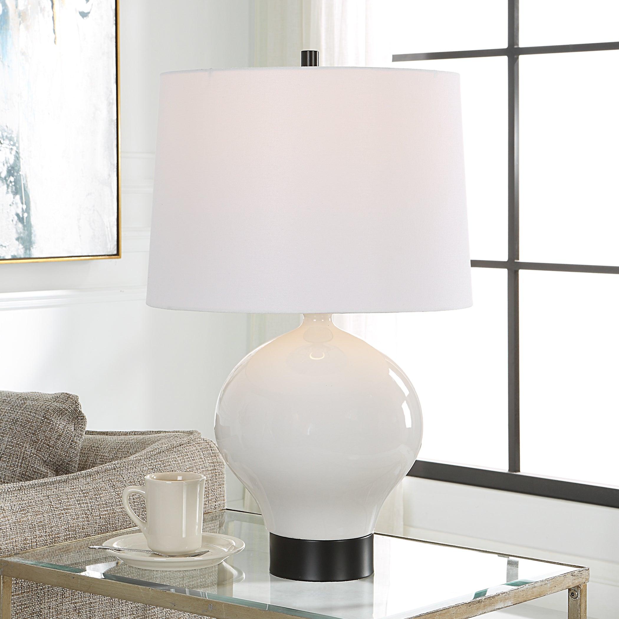 Collar Gloss White Table Lamp - Remutear