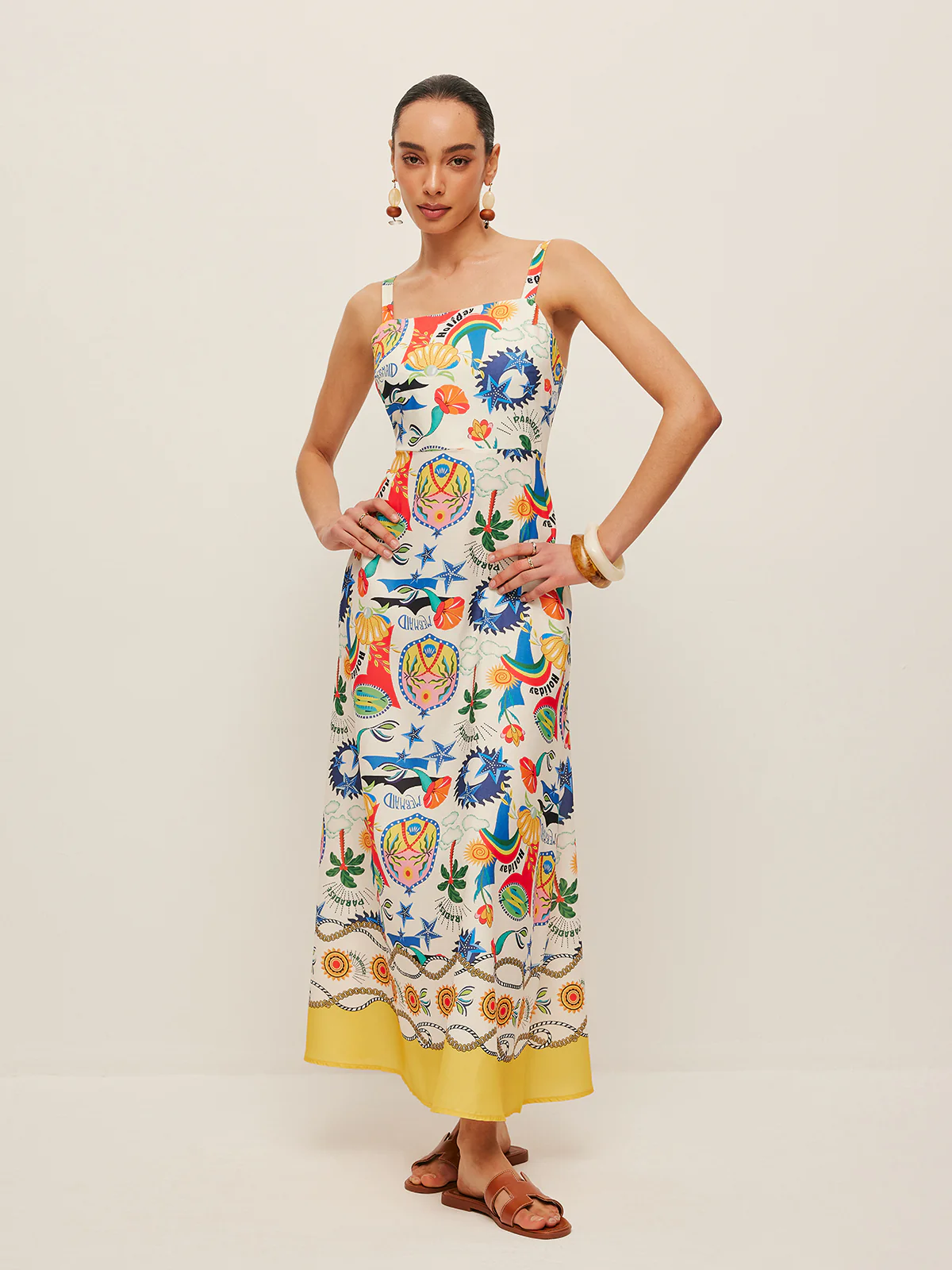 Colorful Print Strappy Dress - Remutear