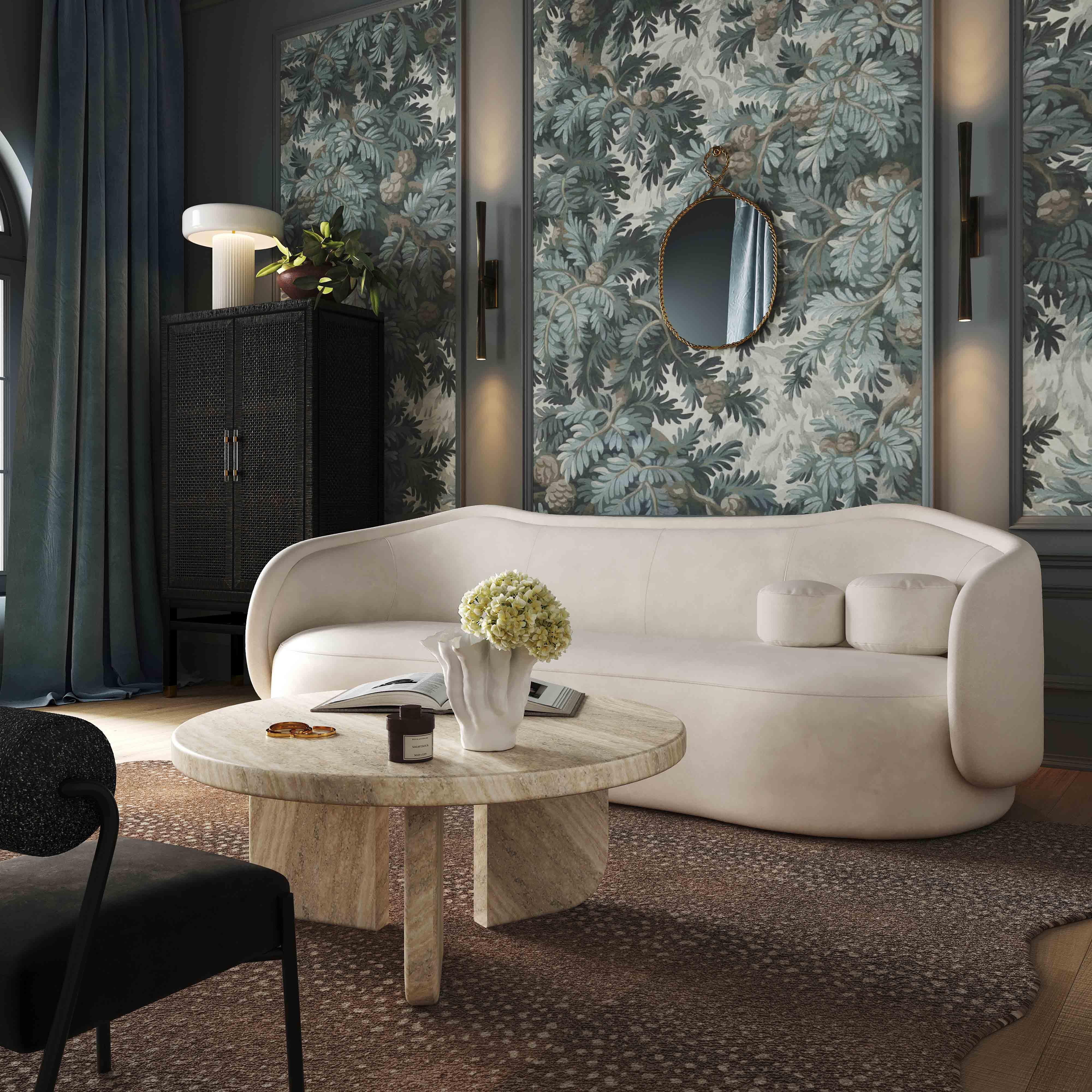 Circe Cream Textured Velvet Sofa - Remutear