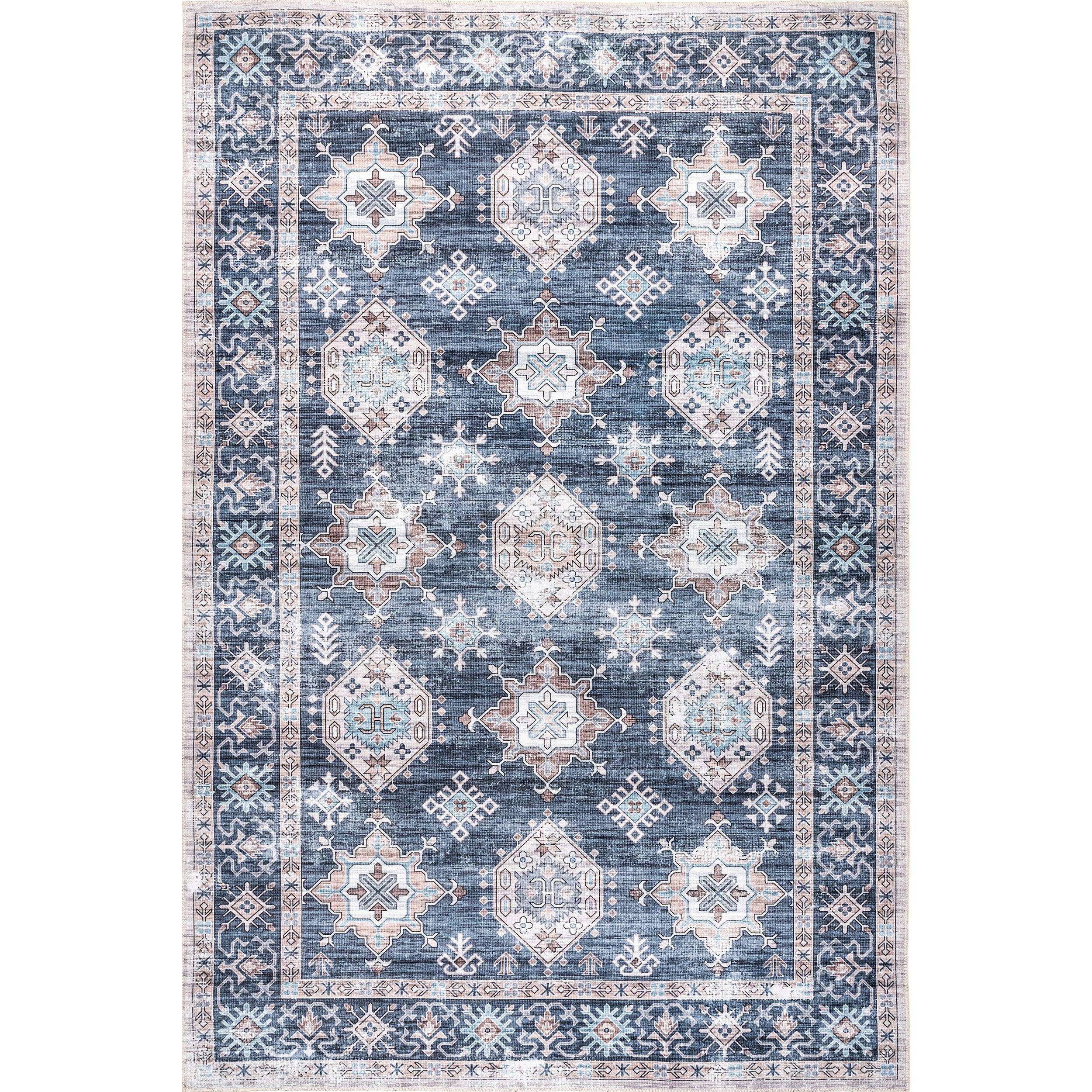 Finley Machine Washable Vintage Distressed Area Rug - Remutear