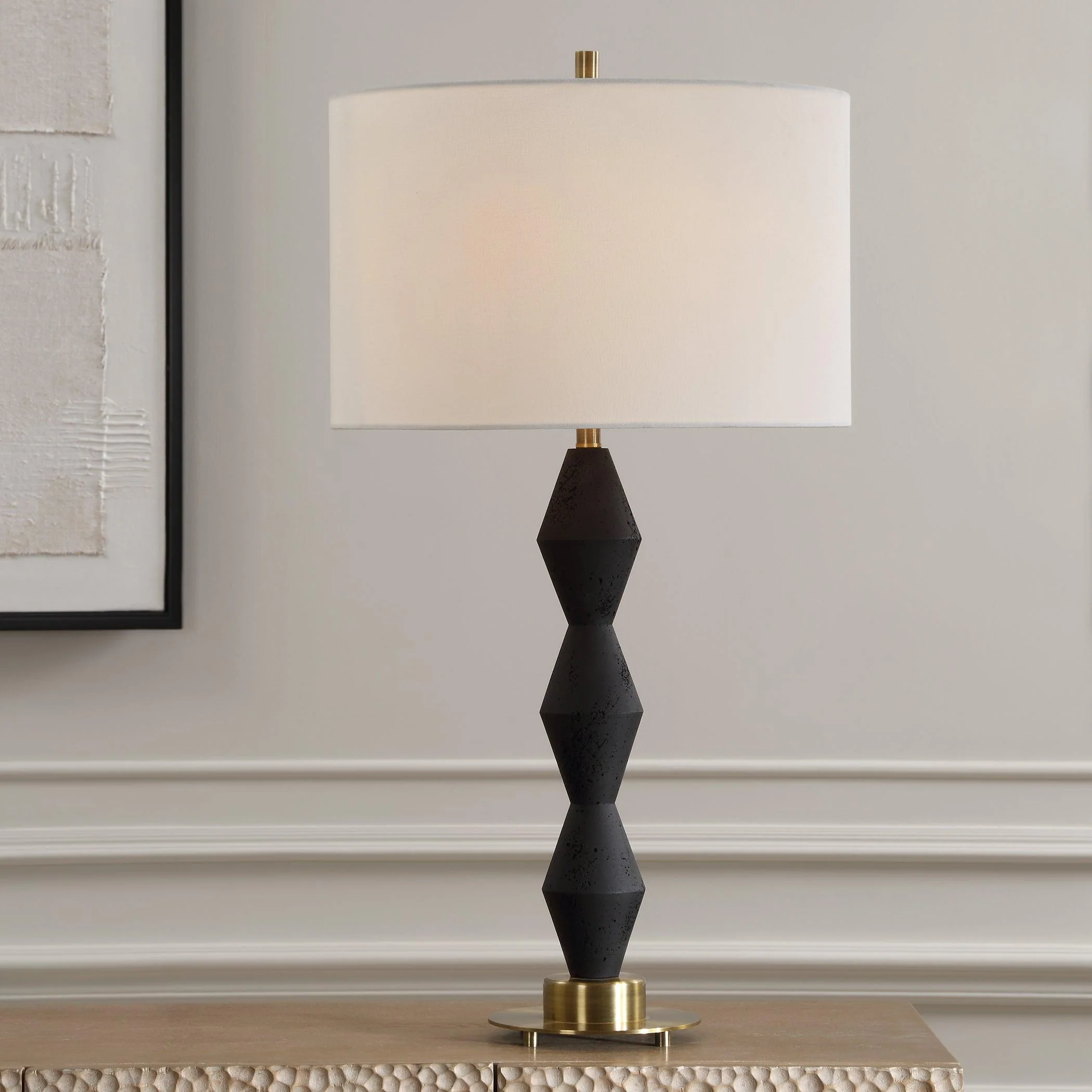 Threefold Black Stone Table Lamp - Remutear