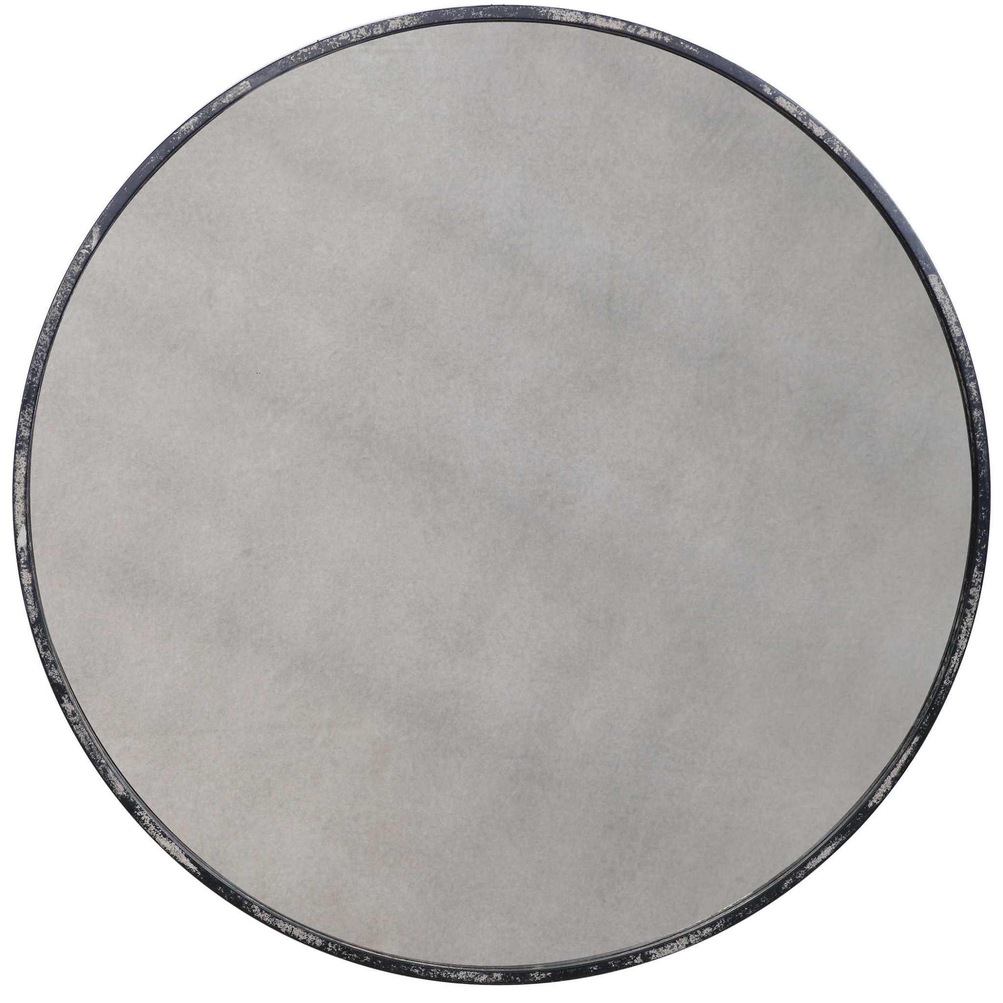 JUNIUS ANTIQUE WHITE ROUND MIRROR - Remutear