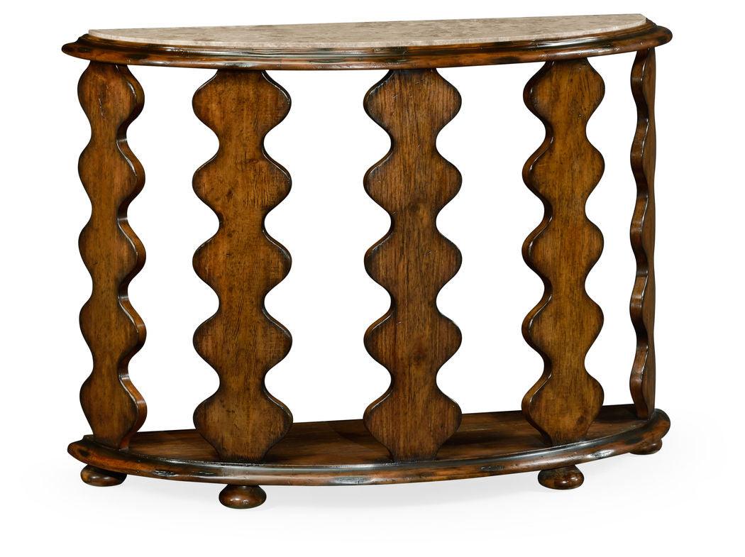 Demilune Console Table in Rustic Walnut - Remutear