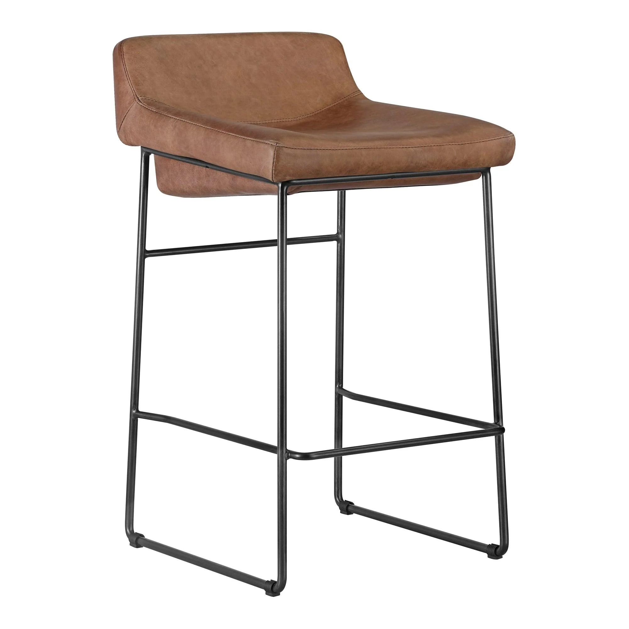 Starlet Counter Stool Open Road Brown Leather - Set Of Two - Remutear