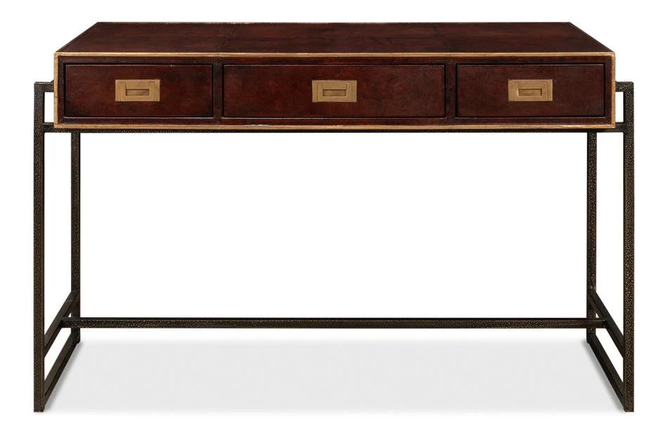 Old Brown Leather Desk - Remutear