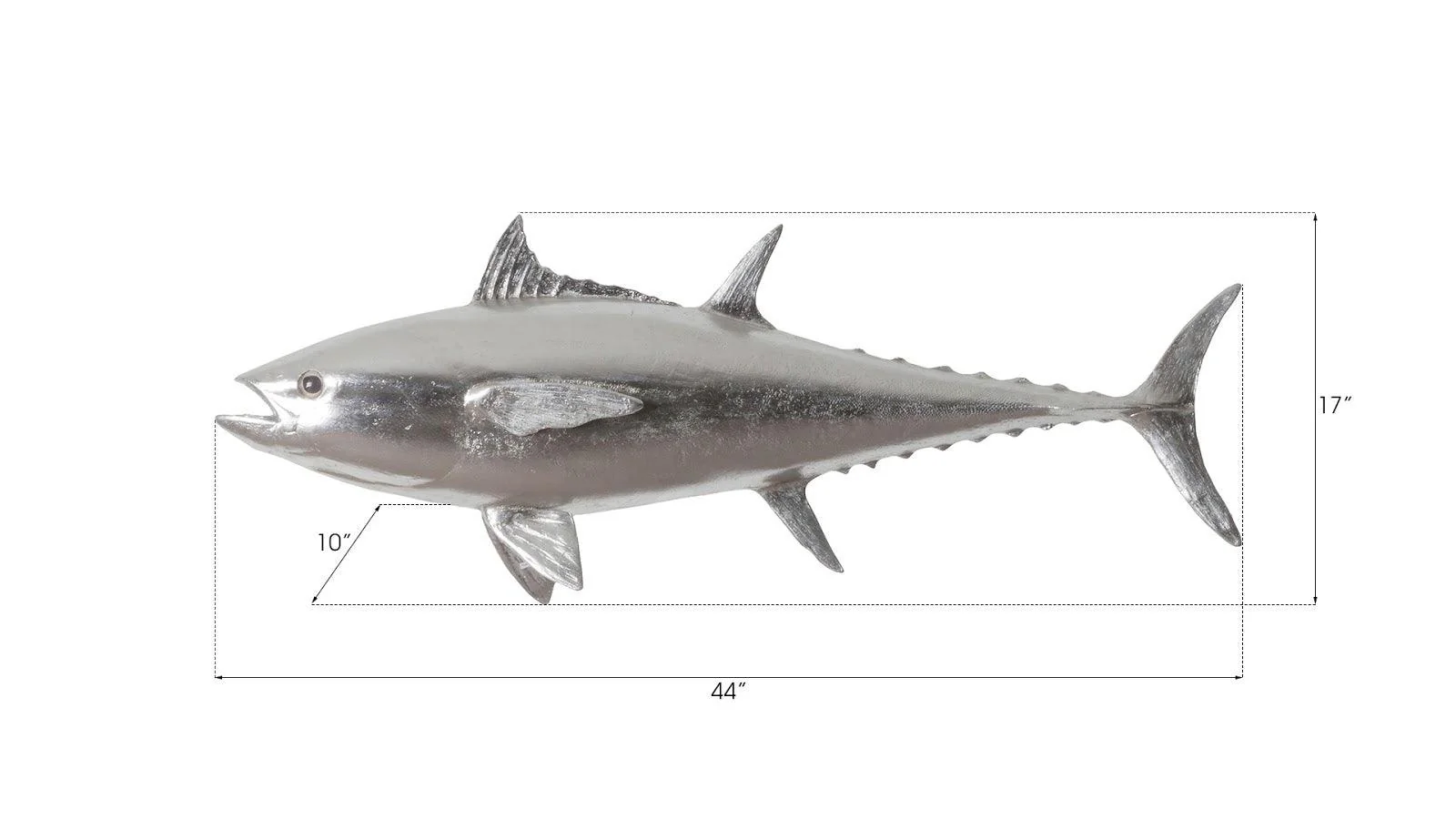 Bluefin Tuna Fish Wall Sculpture, Resin, Silver Leaf - Remutear