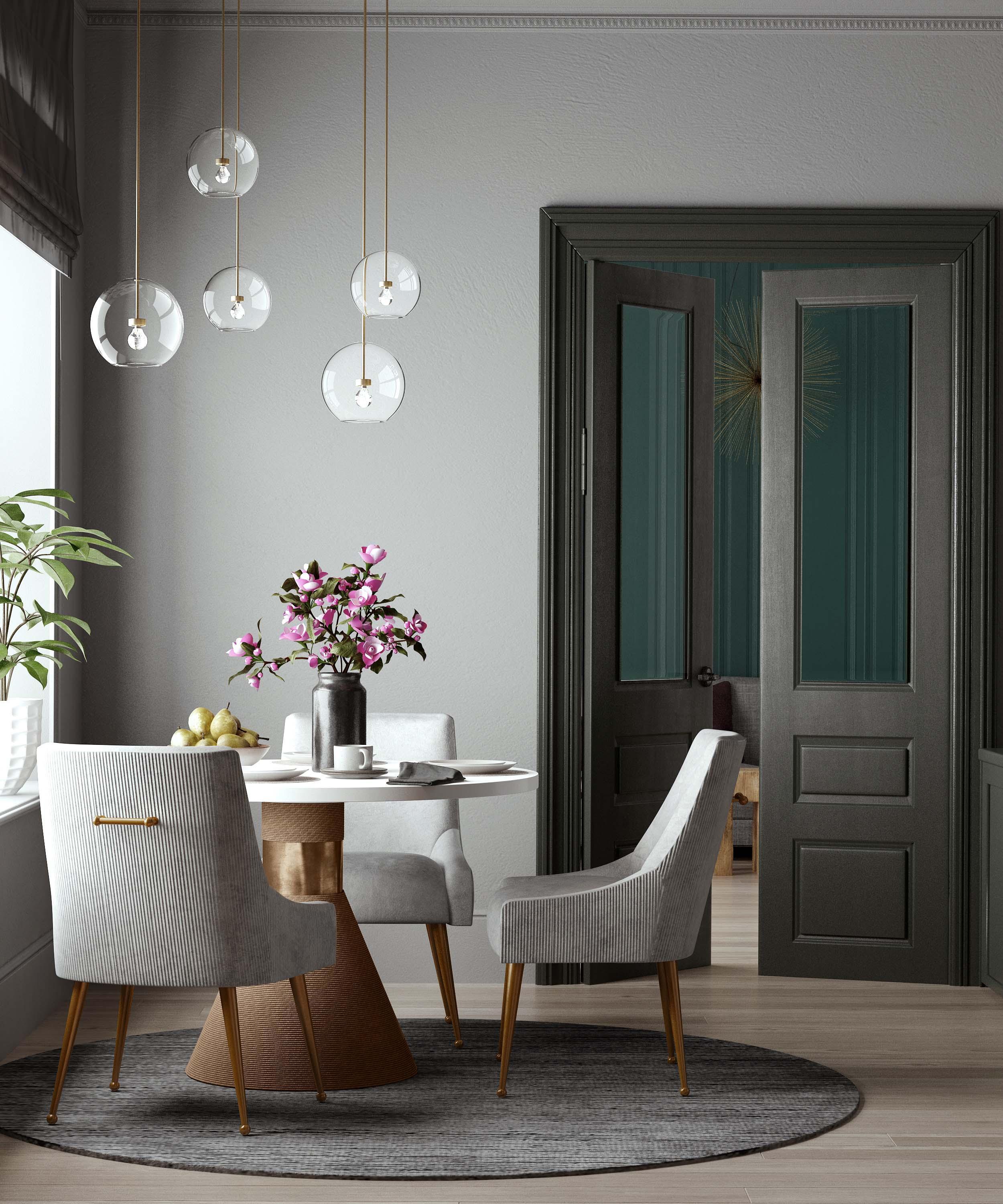 Beatrix Pleated Light Grey Velvet Side Chair - Remutear