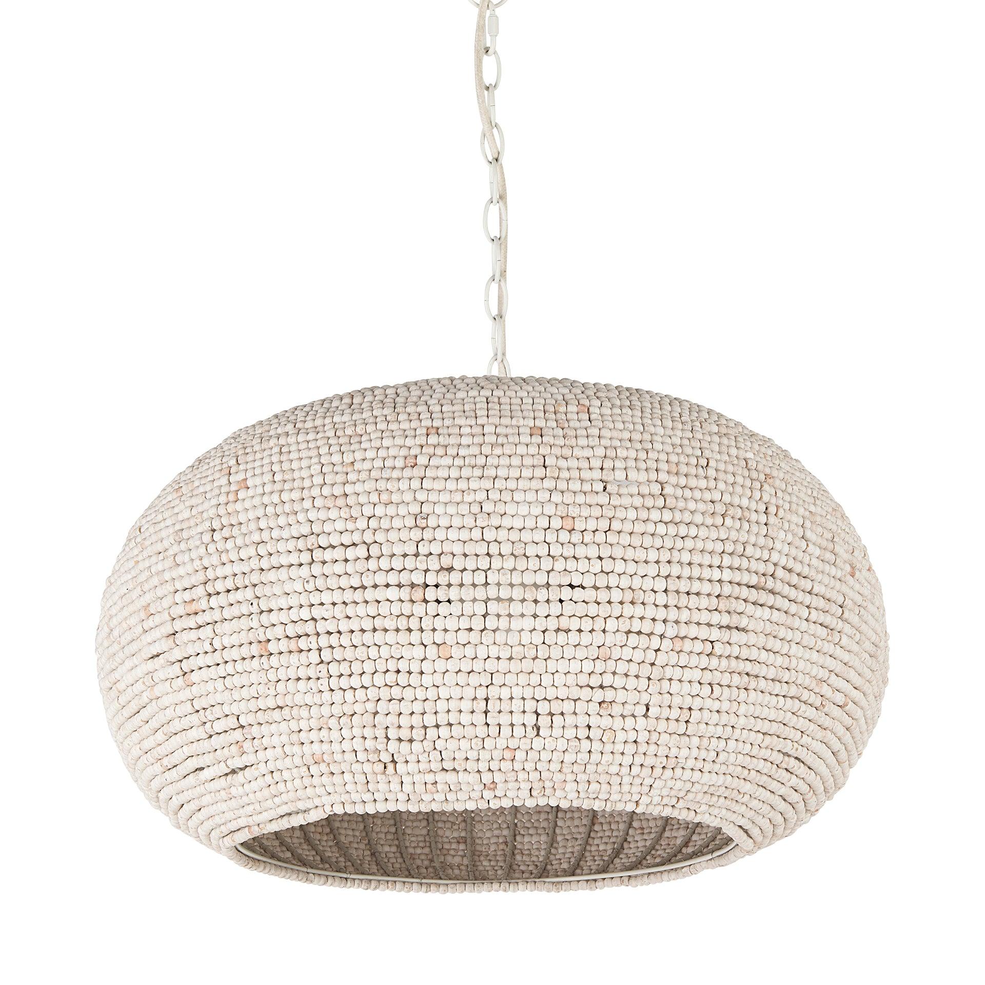 Theta 30.0 L x 30.0 W x 15.0 H White-Washed Beaded Chandelier - Remutear