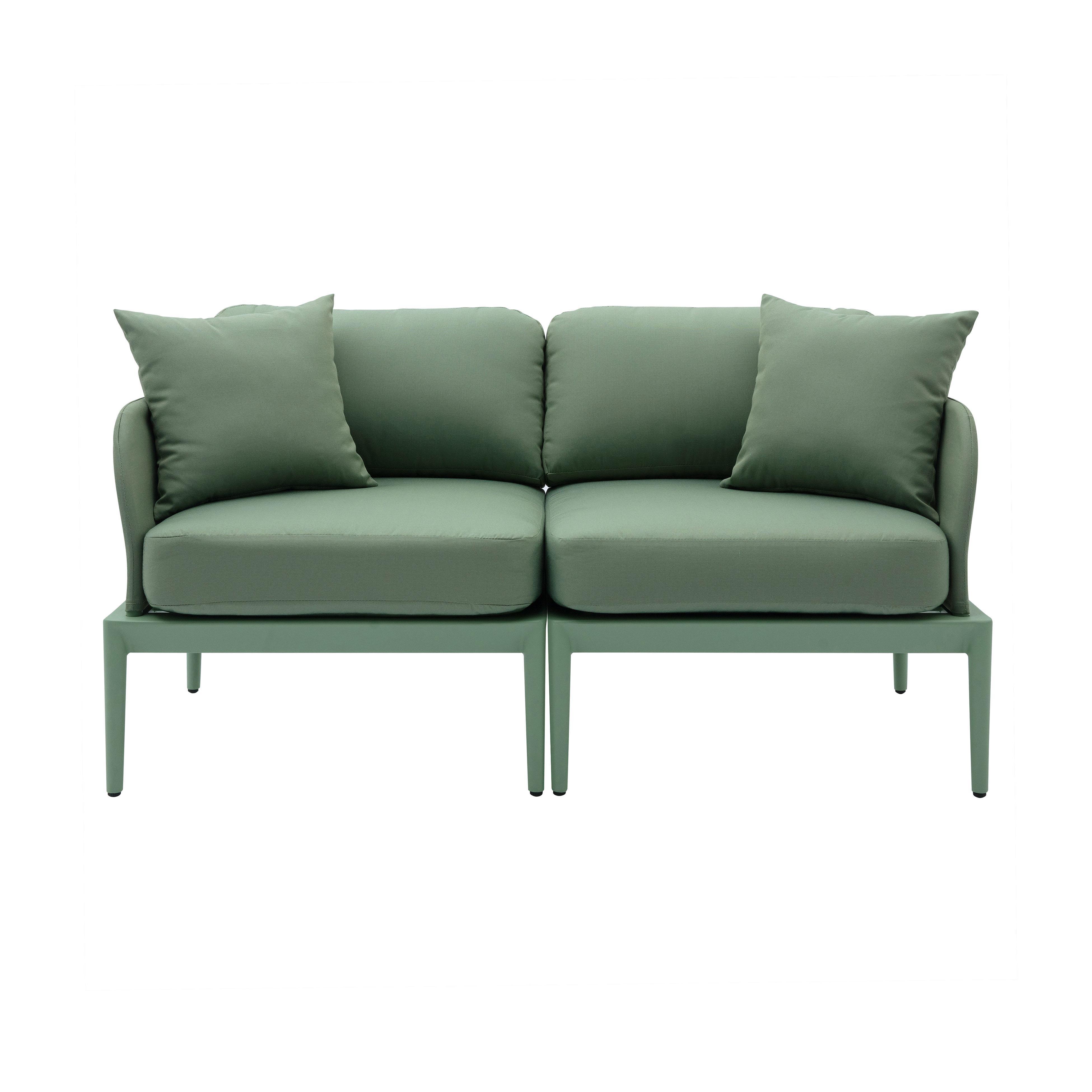 Kapri Moss Green Modular Outdoor Loveseat - Remutear
