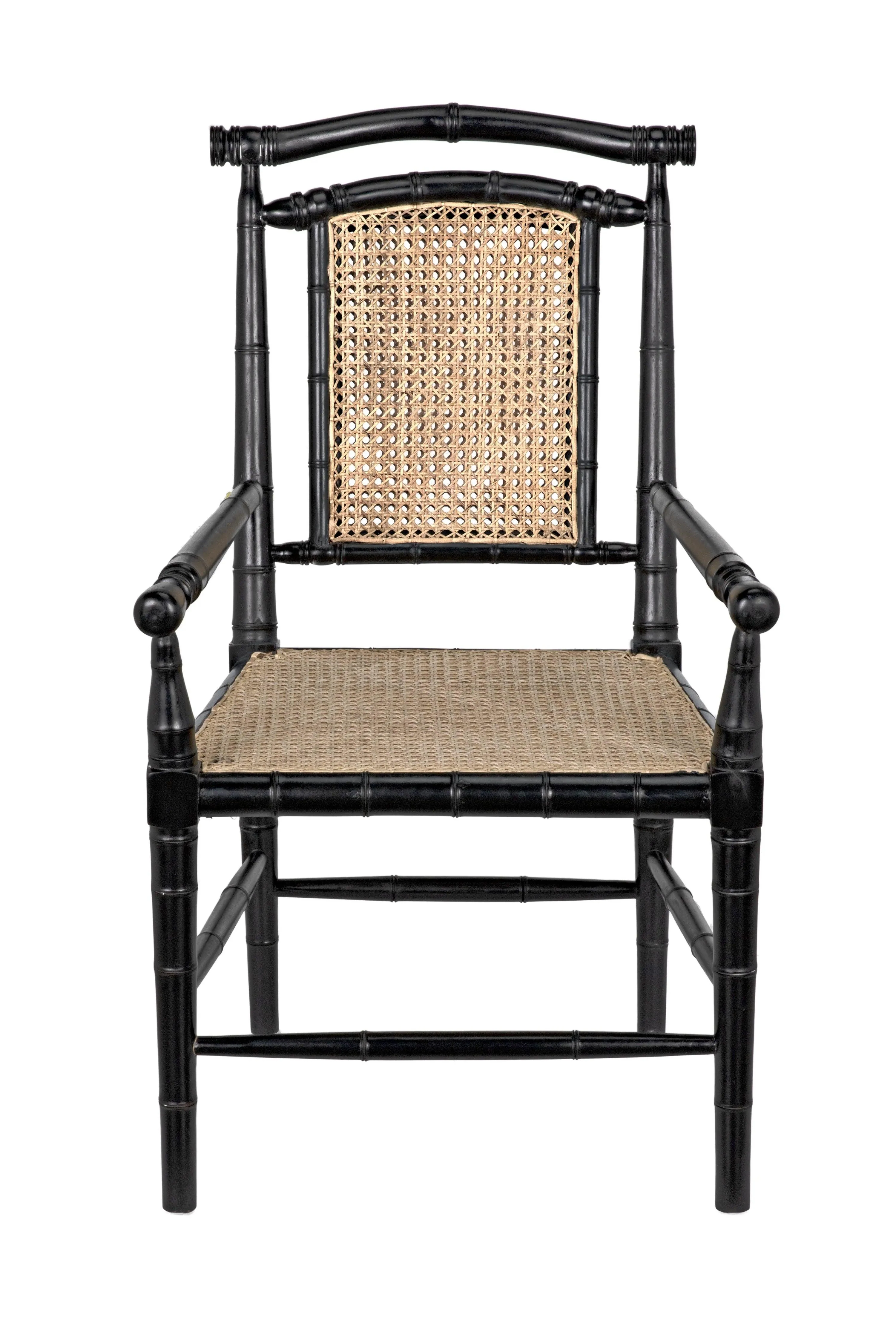 Colonial Bamboo Arm Chair, Hand Rubbed Black - Remutear