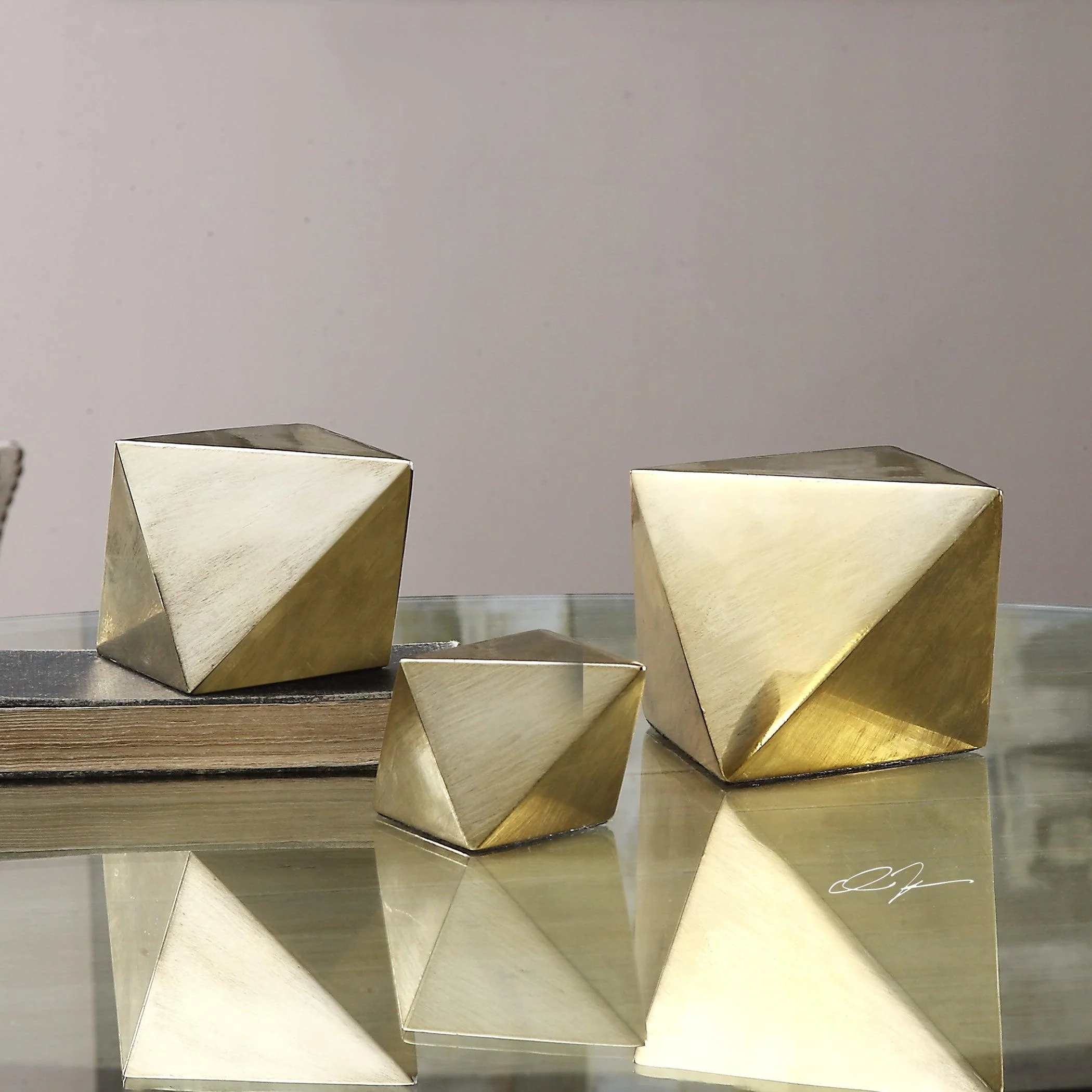 RHOMBUS CHAMPAGNE ACCENTS, SET OF 3 - Remutear