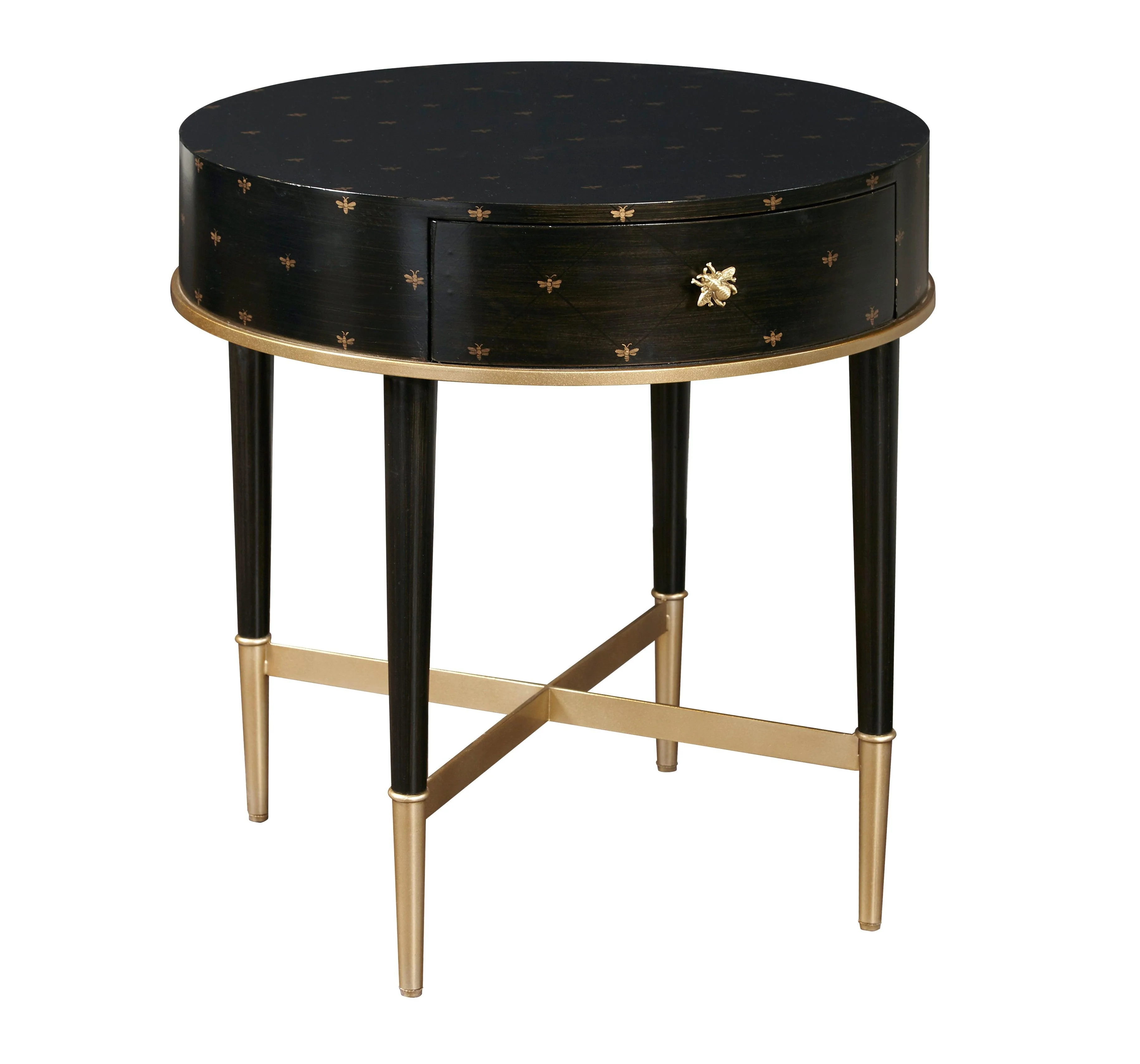 Soft Black Round Accent Table with Storage - Remutear