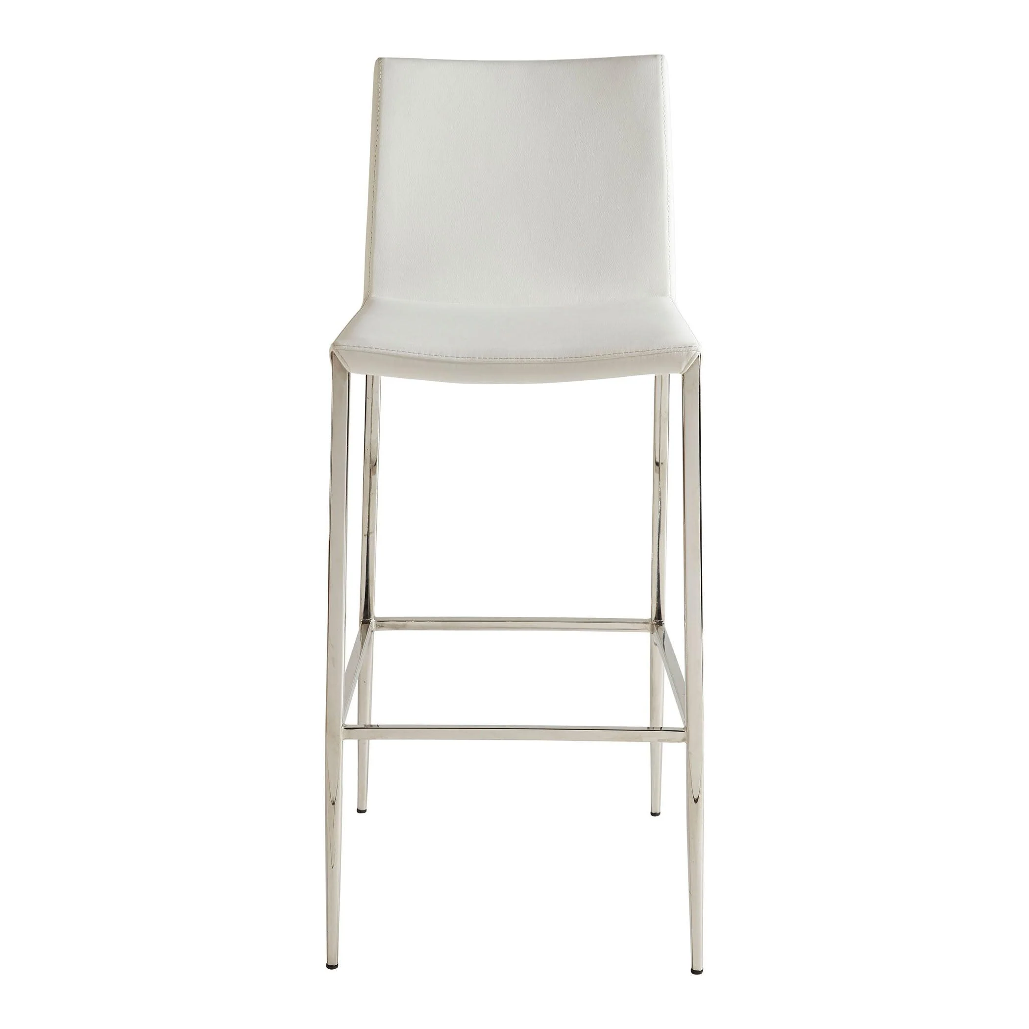 Diana Bar Stool in White with Polished Stainless Steel - Set of 1 - Remutear