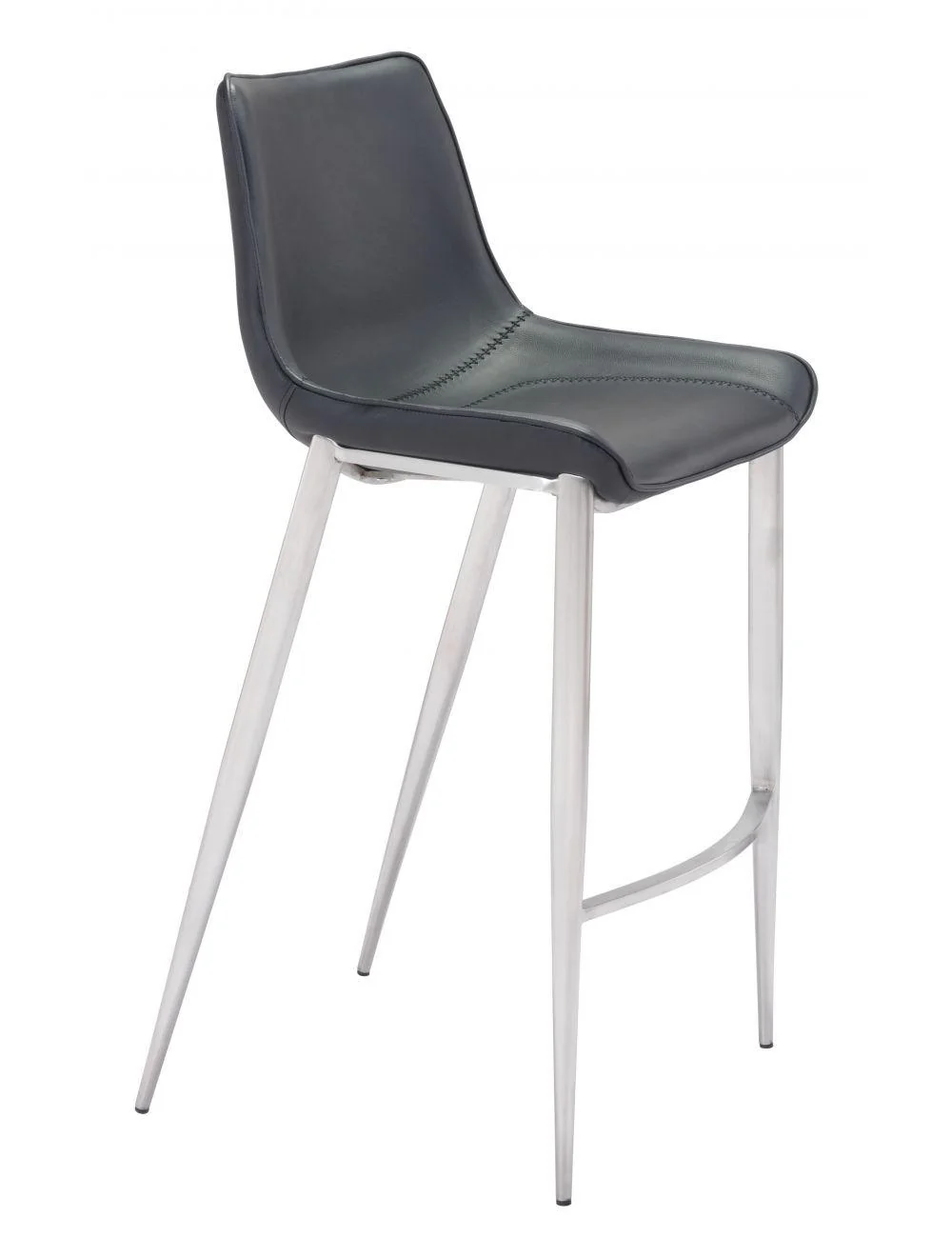 Magnus Bar Chair (Set of 2) Black & Silver - Remutear