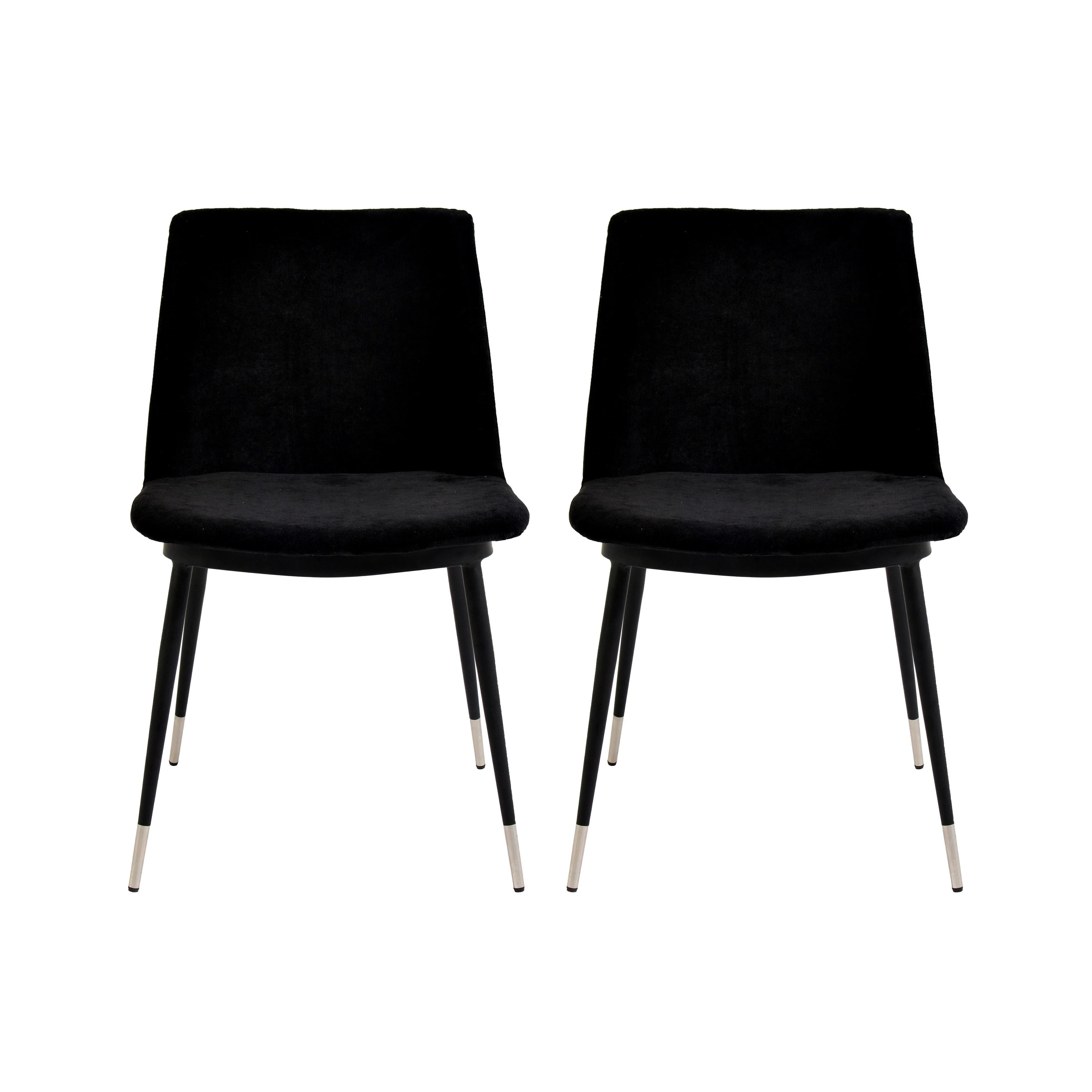Evora Black Velvet Chair - Silver Legs (Set of 2) - Remutear